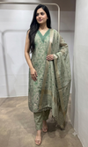 Green Embroidered Net Salwar Kurta set