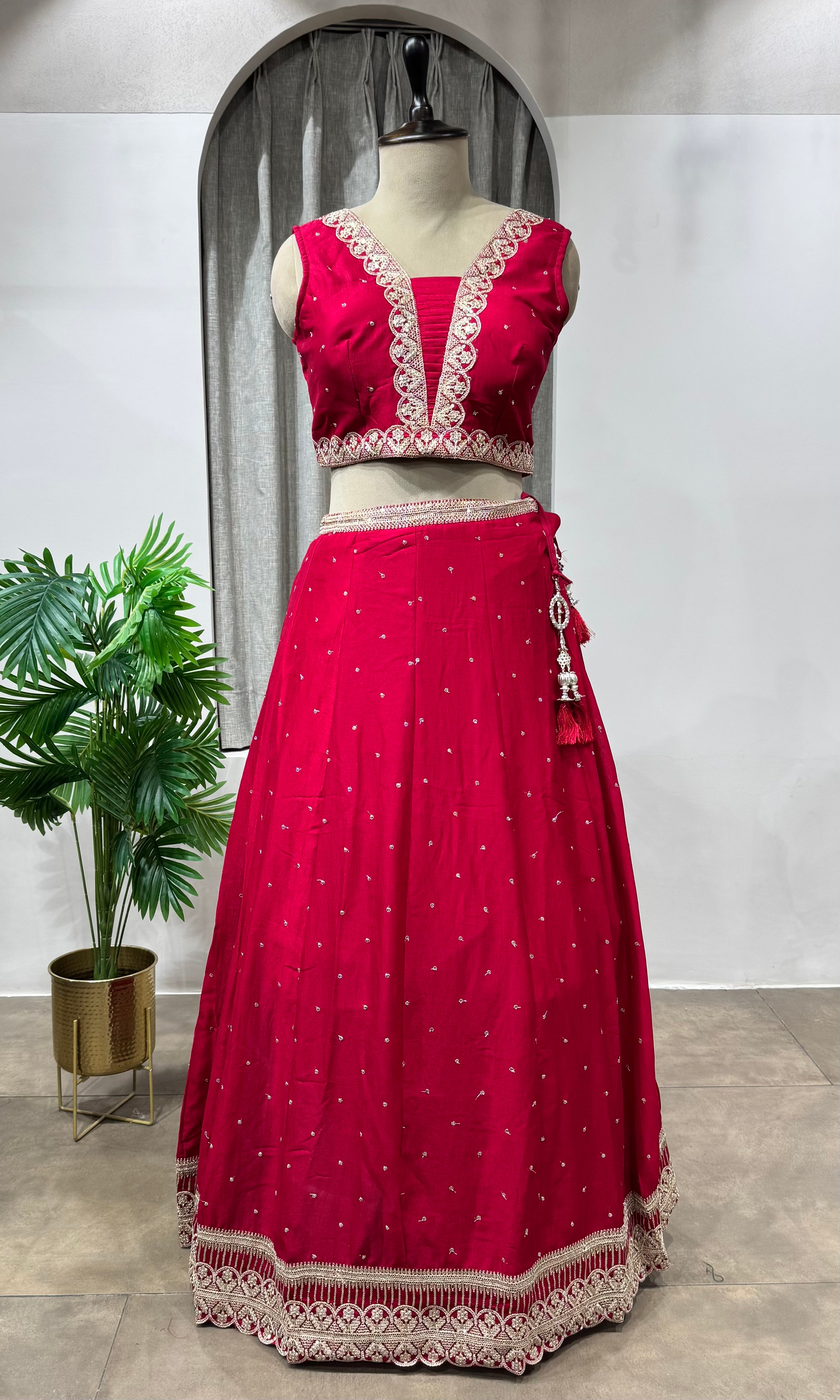 Pink Georgette Lehenga with dupatta