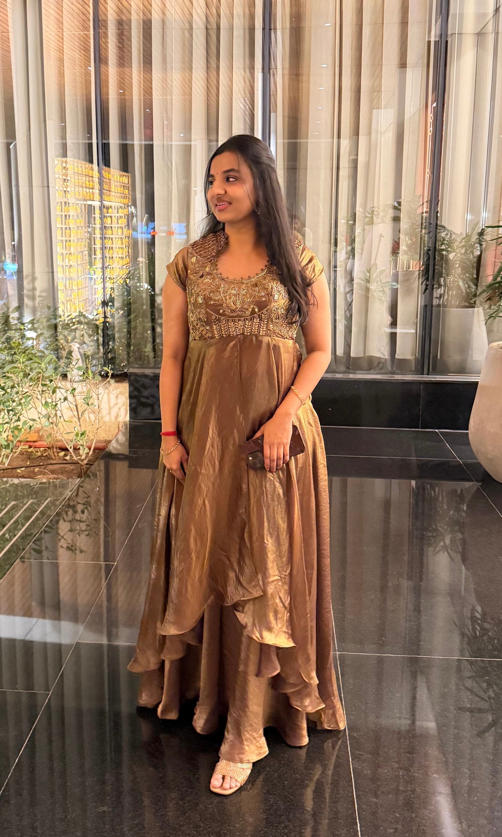 Brown FRONT SLIT PALAZZO SET