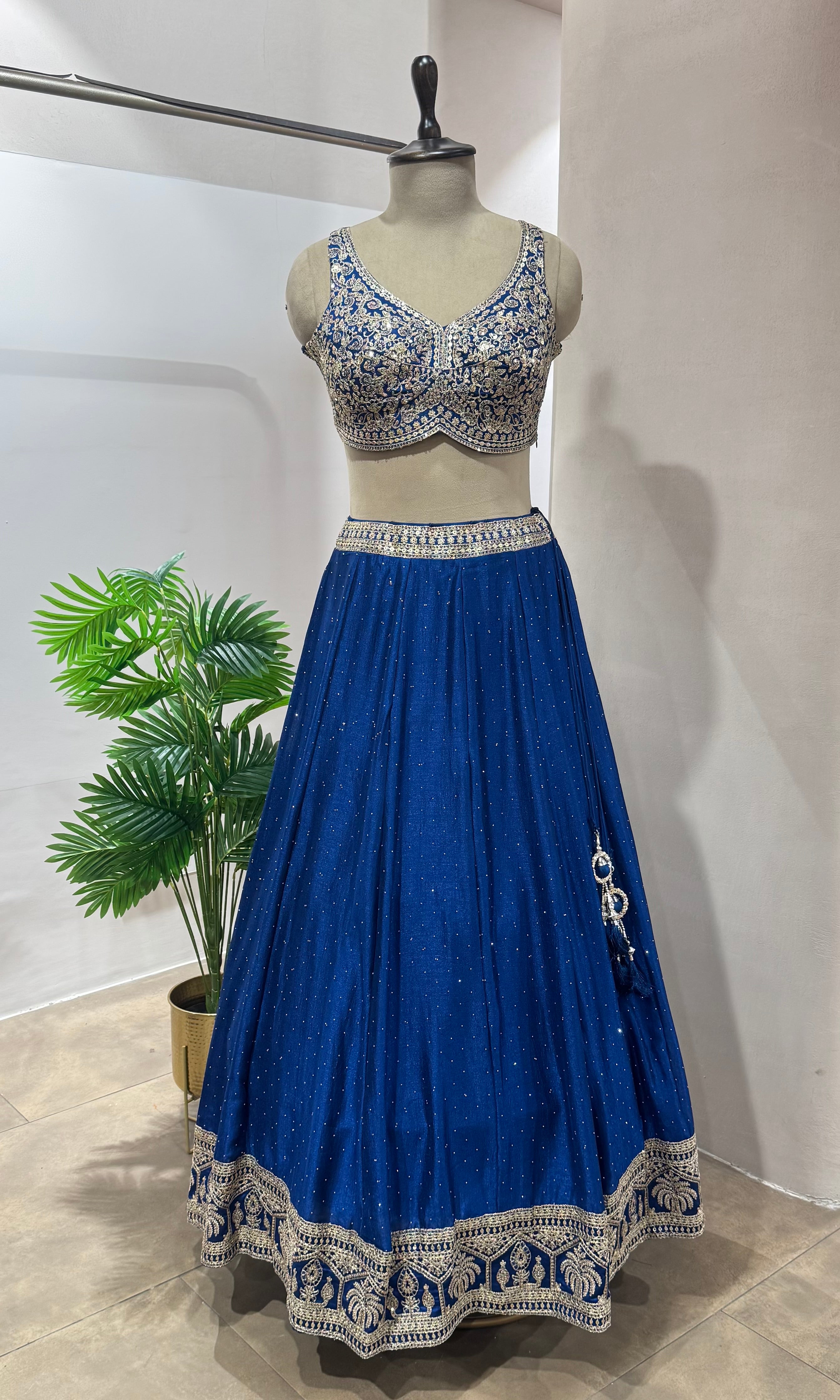 Blue lehenga WITH EMBROIDERY BLOUSE