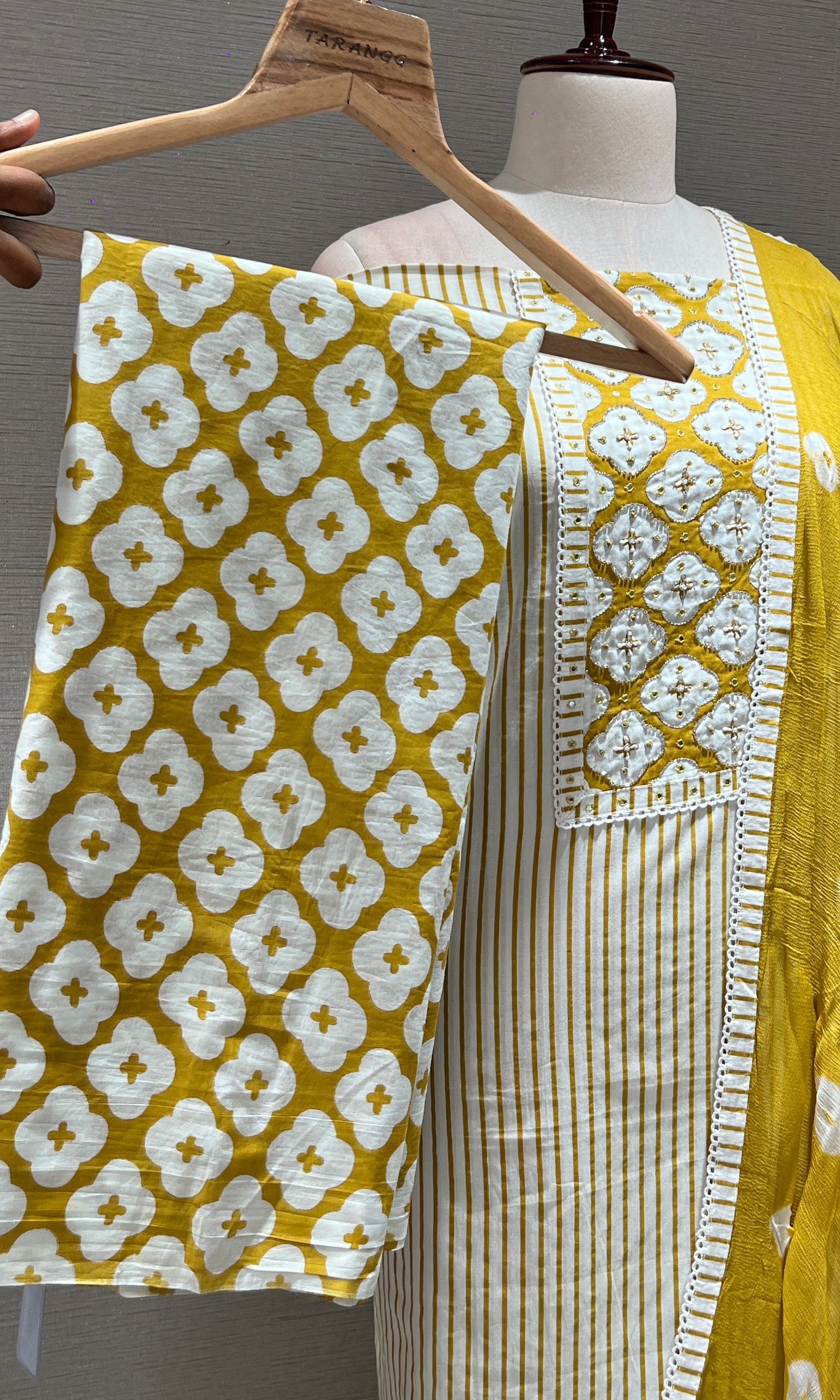 Mustard yellow dress material