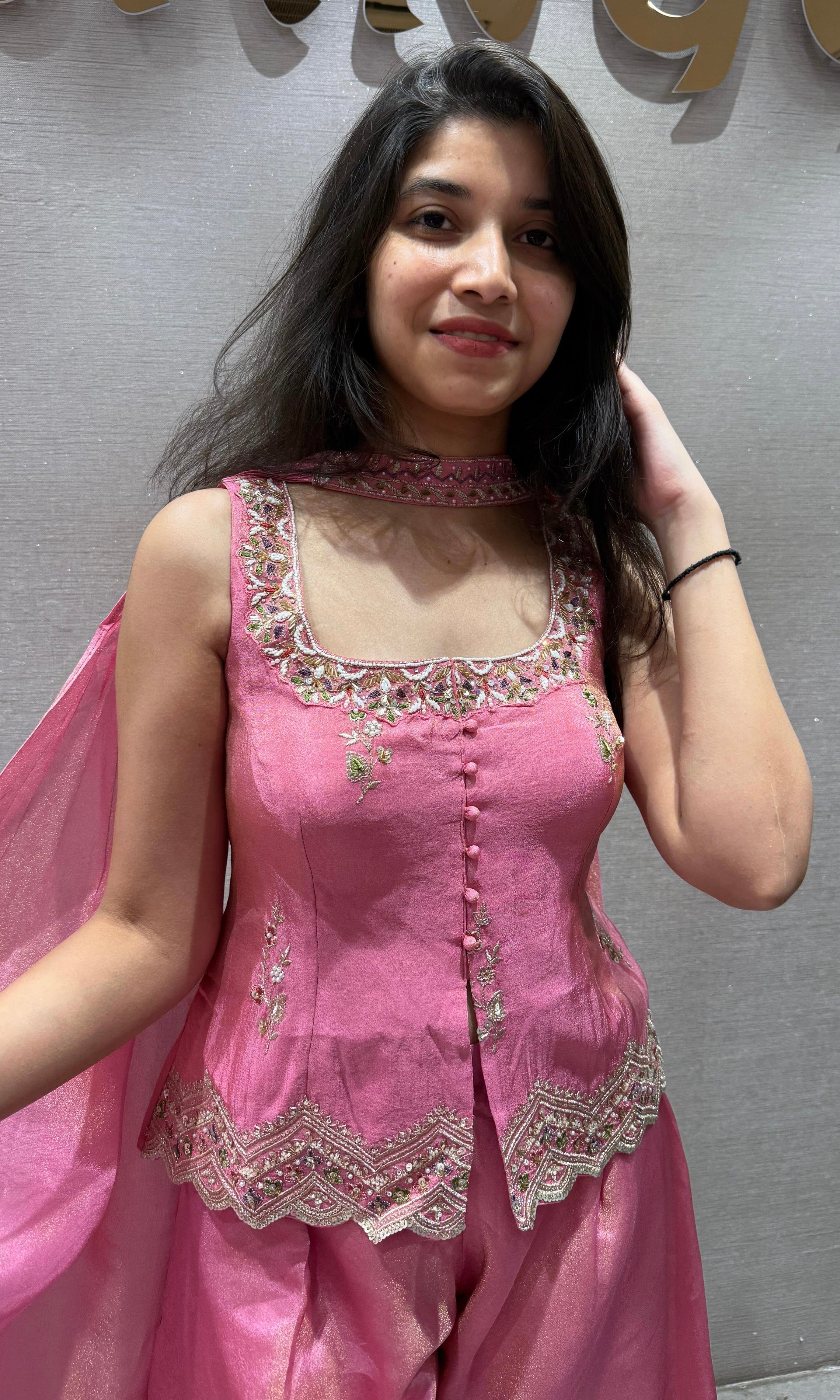 Rose Petal Peplum Palazzo Set
