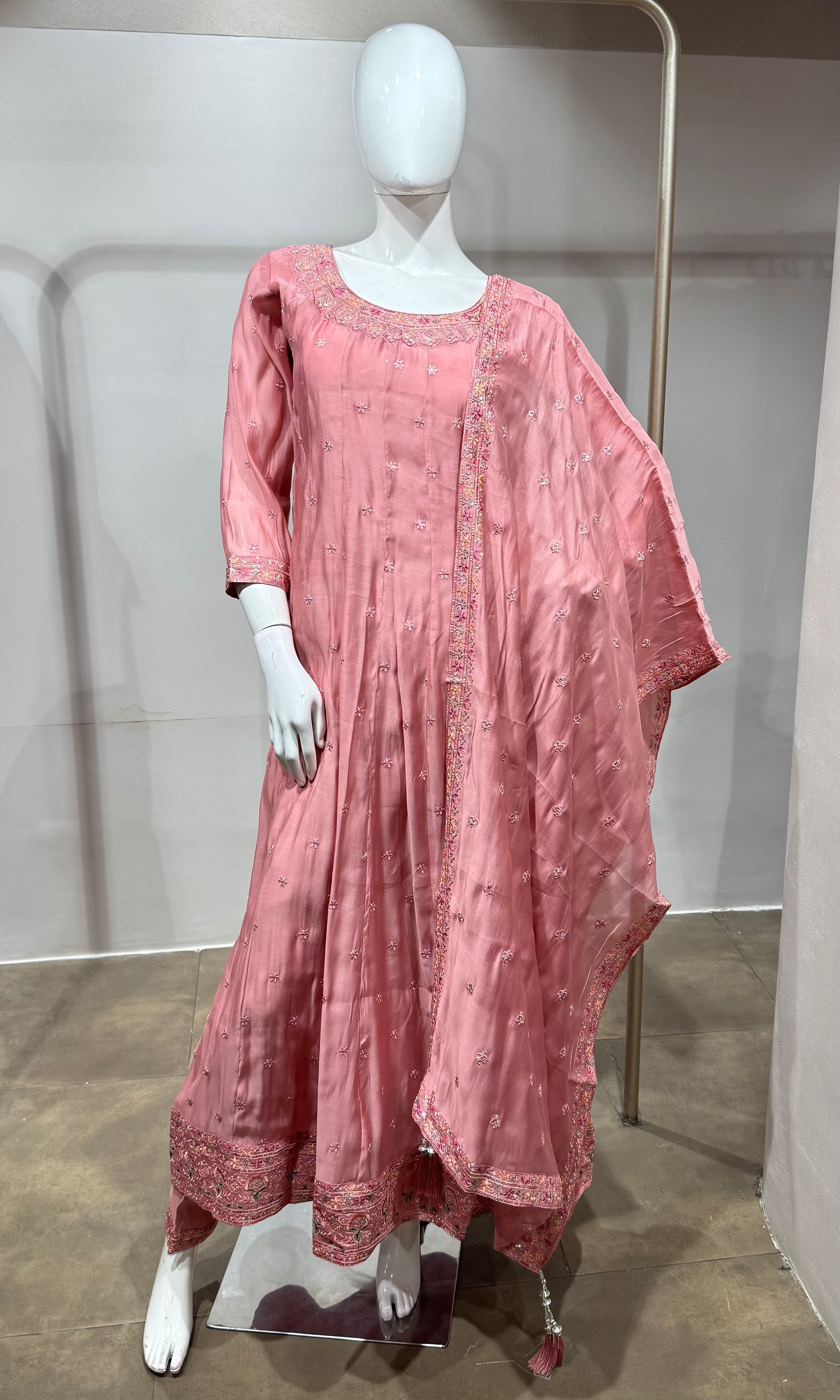 Blush Pink Embroidered Anarkali Kurta Set