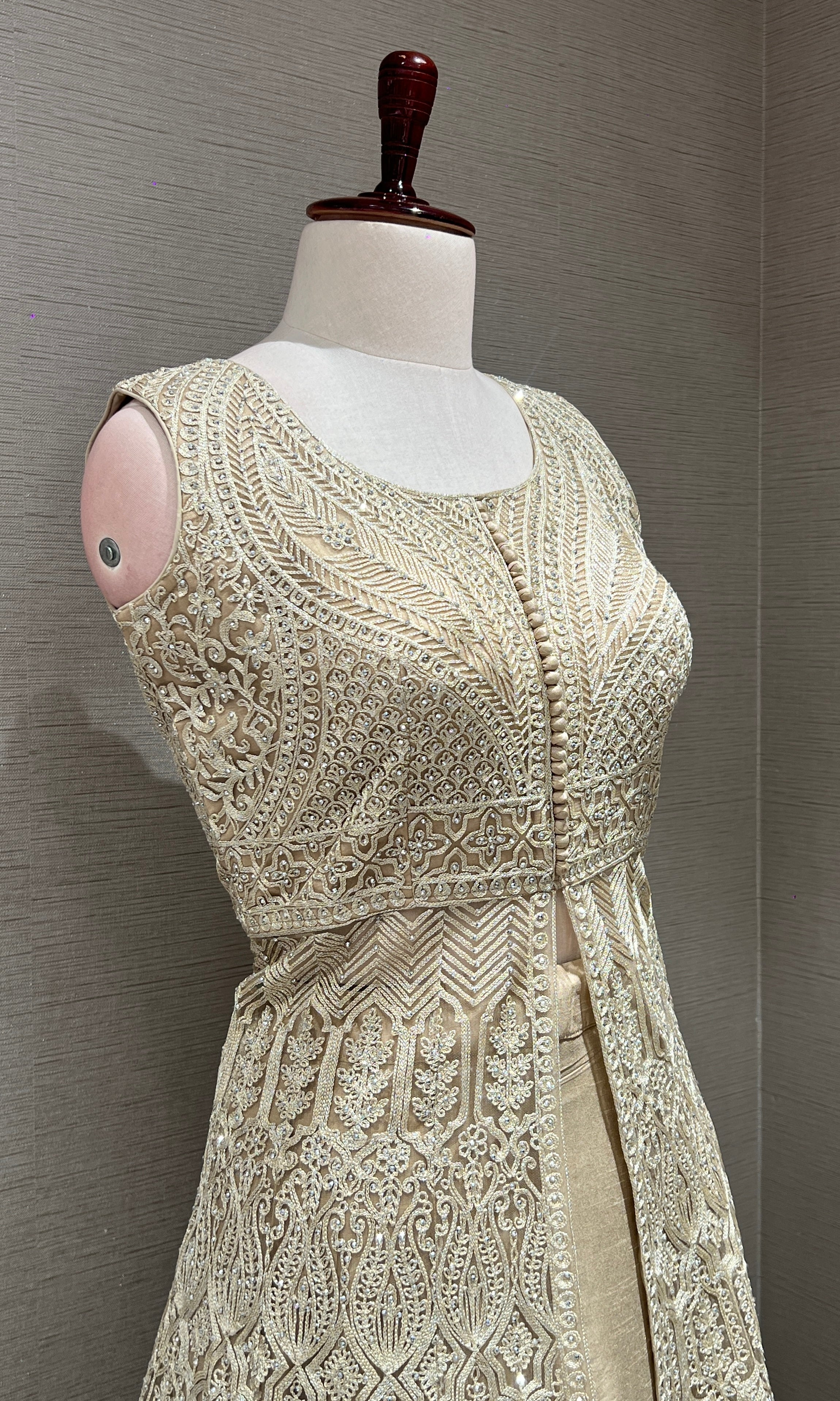 Ivory EMBROIDERED Front Slit Anarkali Set