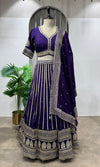 Purple Georgette Embroidery Lehenga set