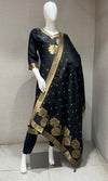BLACK GOLDEN FLORAL KURTA SET