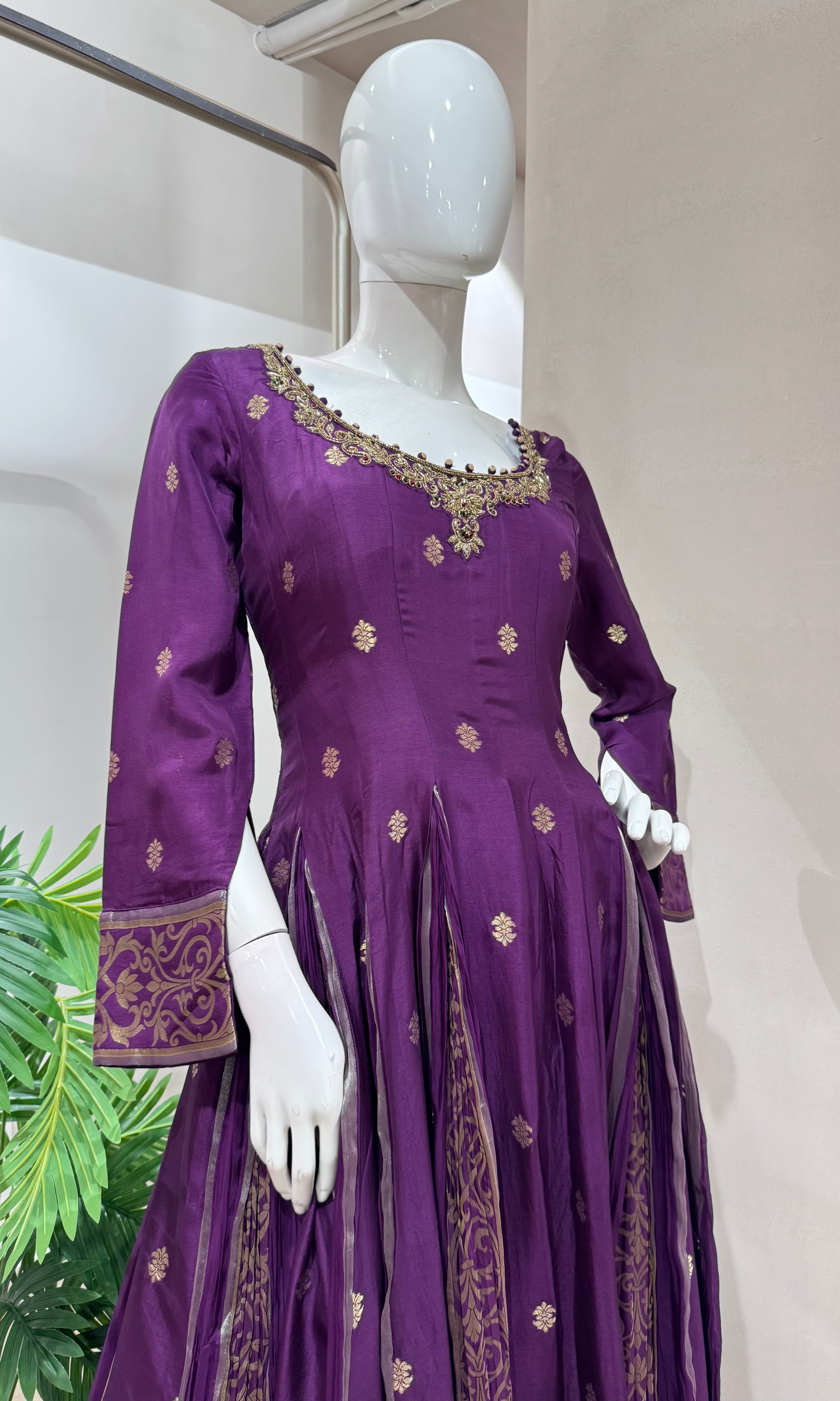 REGAL PURPLE GOLDEN EMBROIDERED ANARKALI