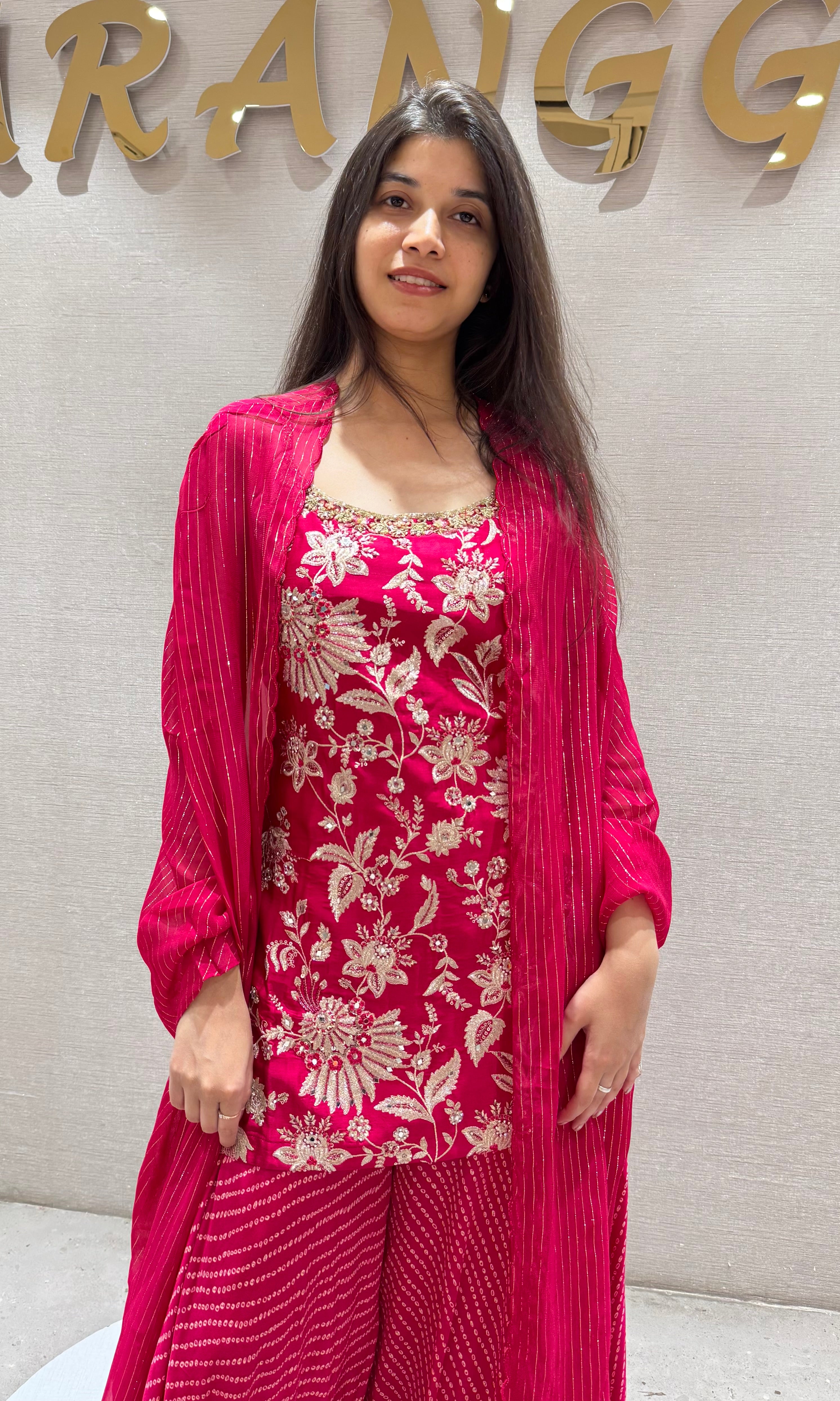 Rani Pink Embroidered Sharara Set