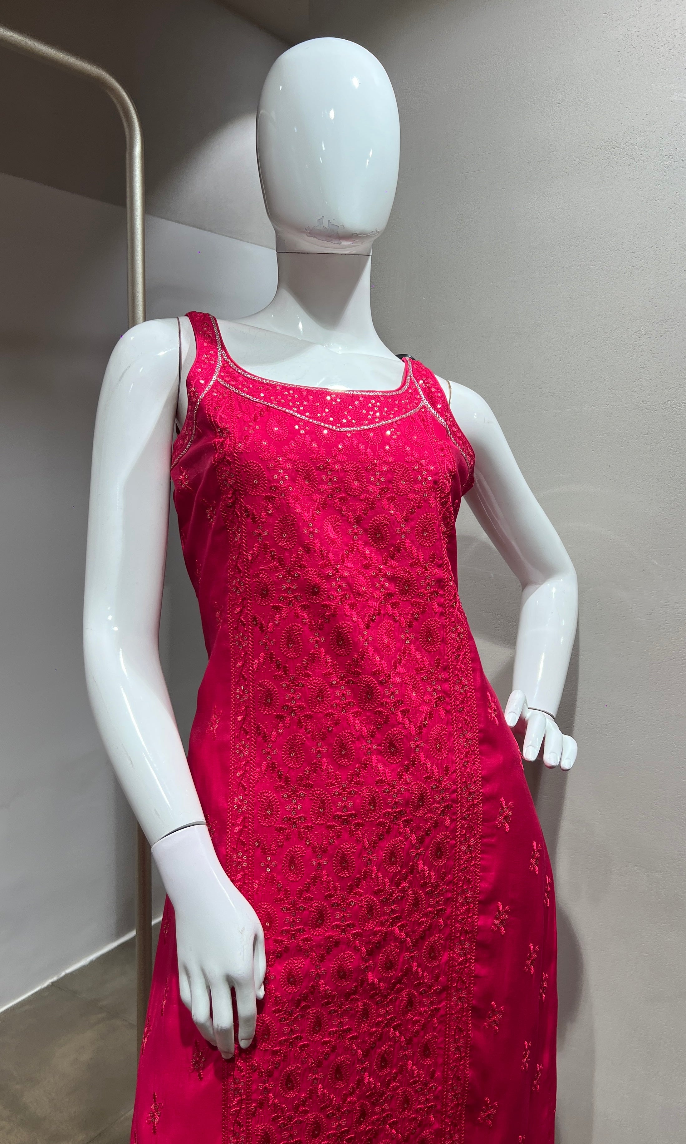 pink Georgette Straight Suit with Dupatta