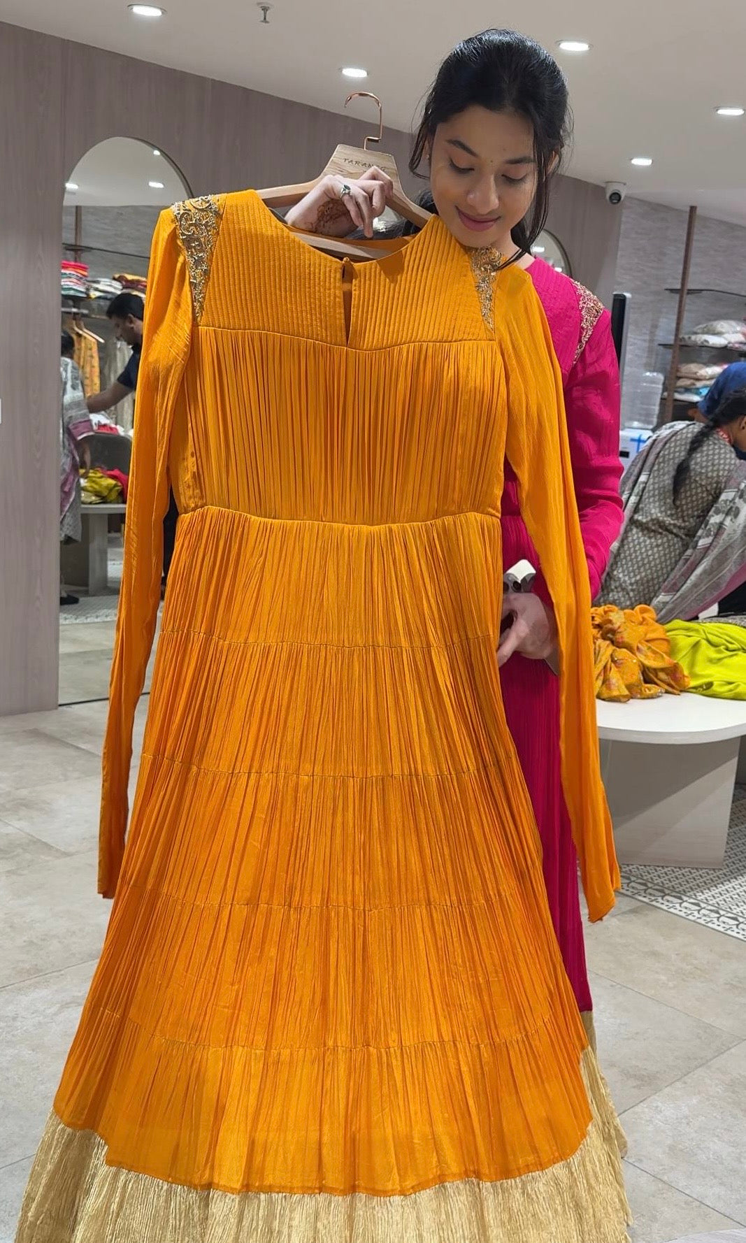 ORANGE Anarkali gown with gold border