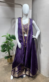 PURPLE Embroidered Cape palazzo Set