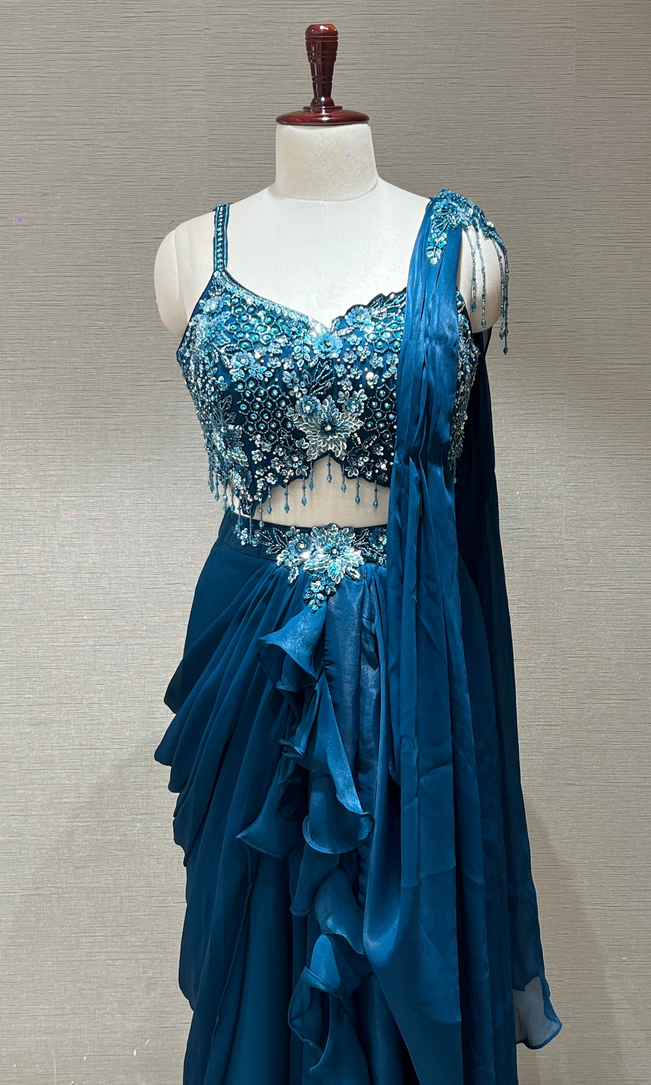 Tile blue one minute saree