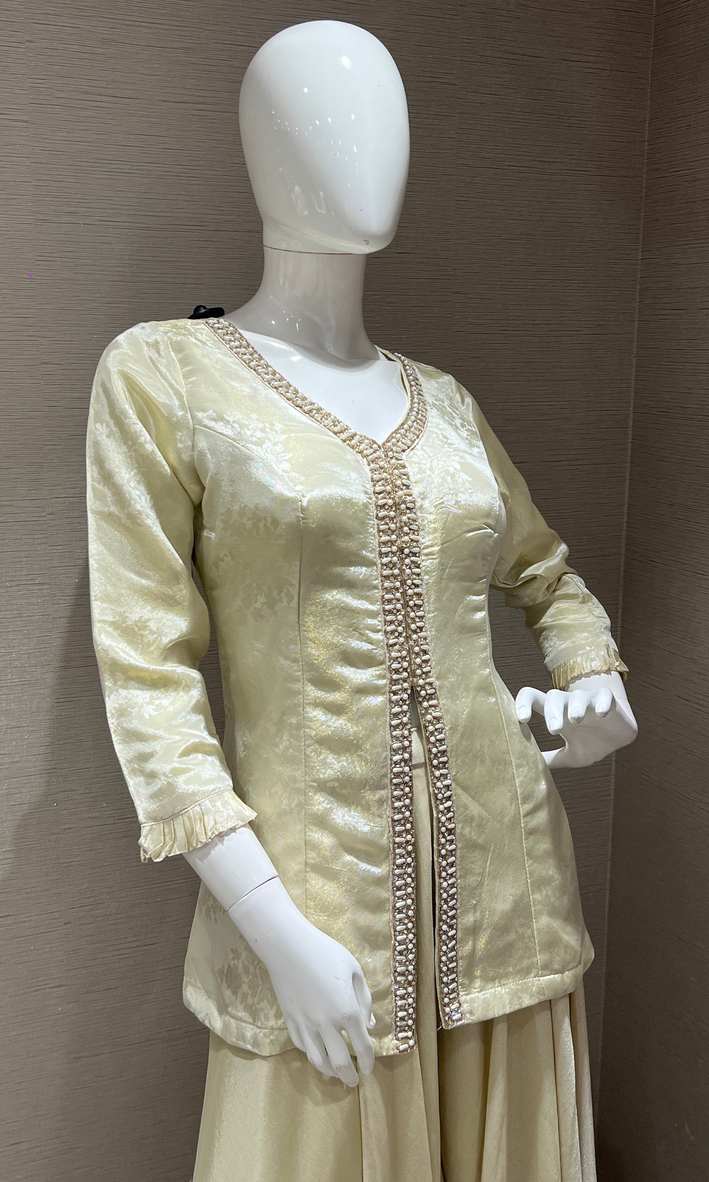Half White Embroidered Sharara Palazoo