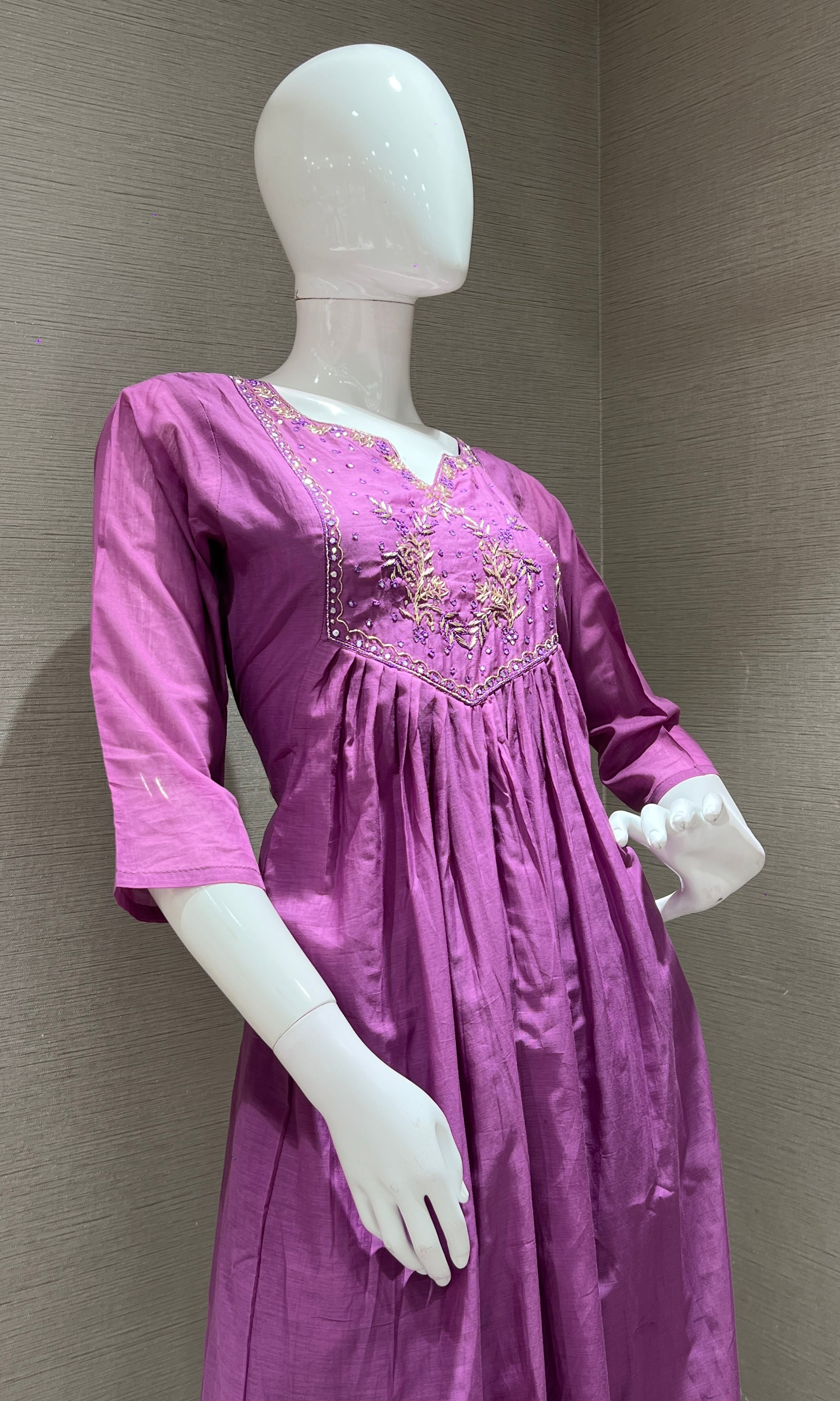 Purple MUL CHANDERI kurta set