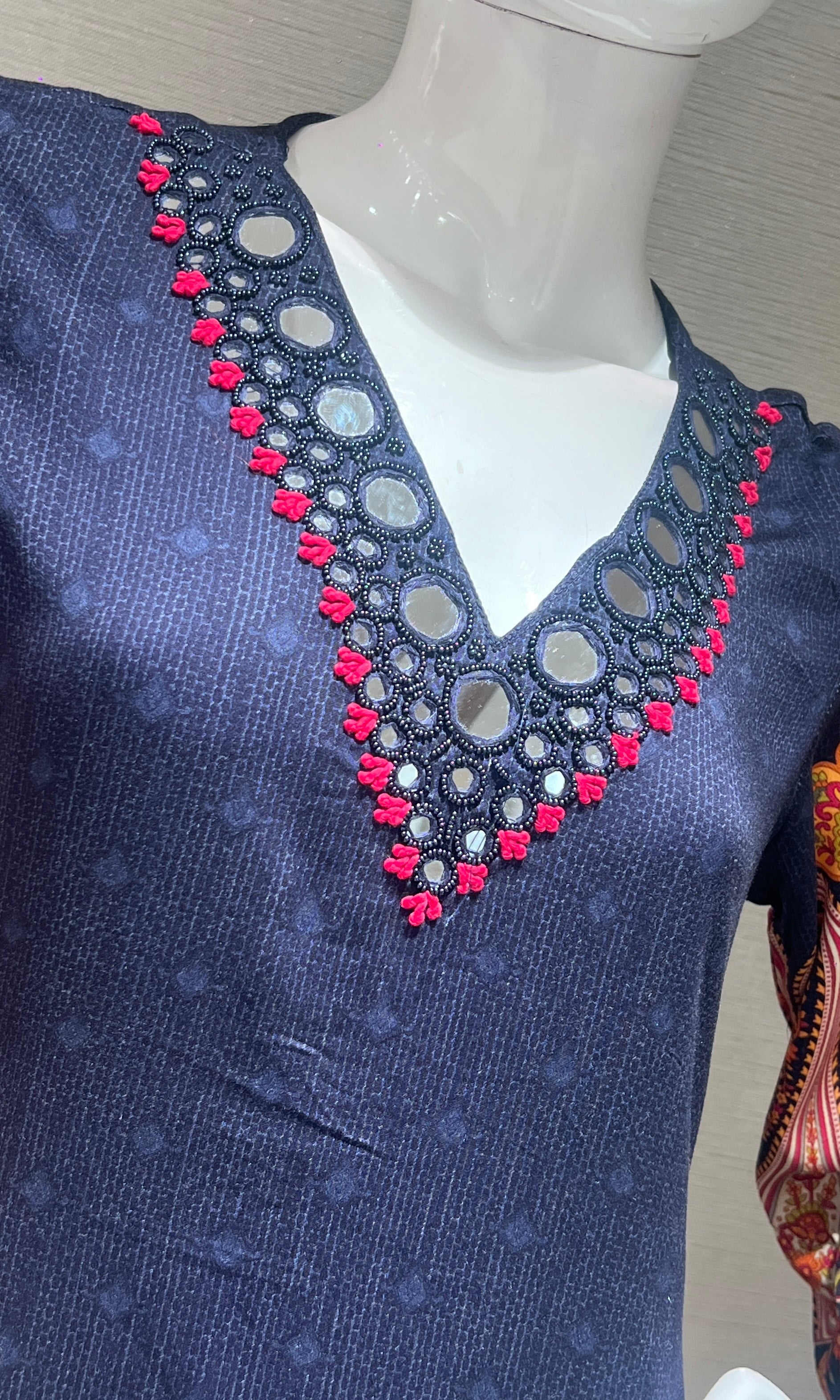 Navy blue Printed Cord Set