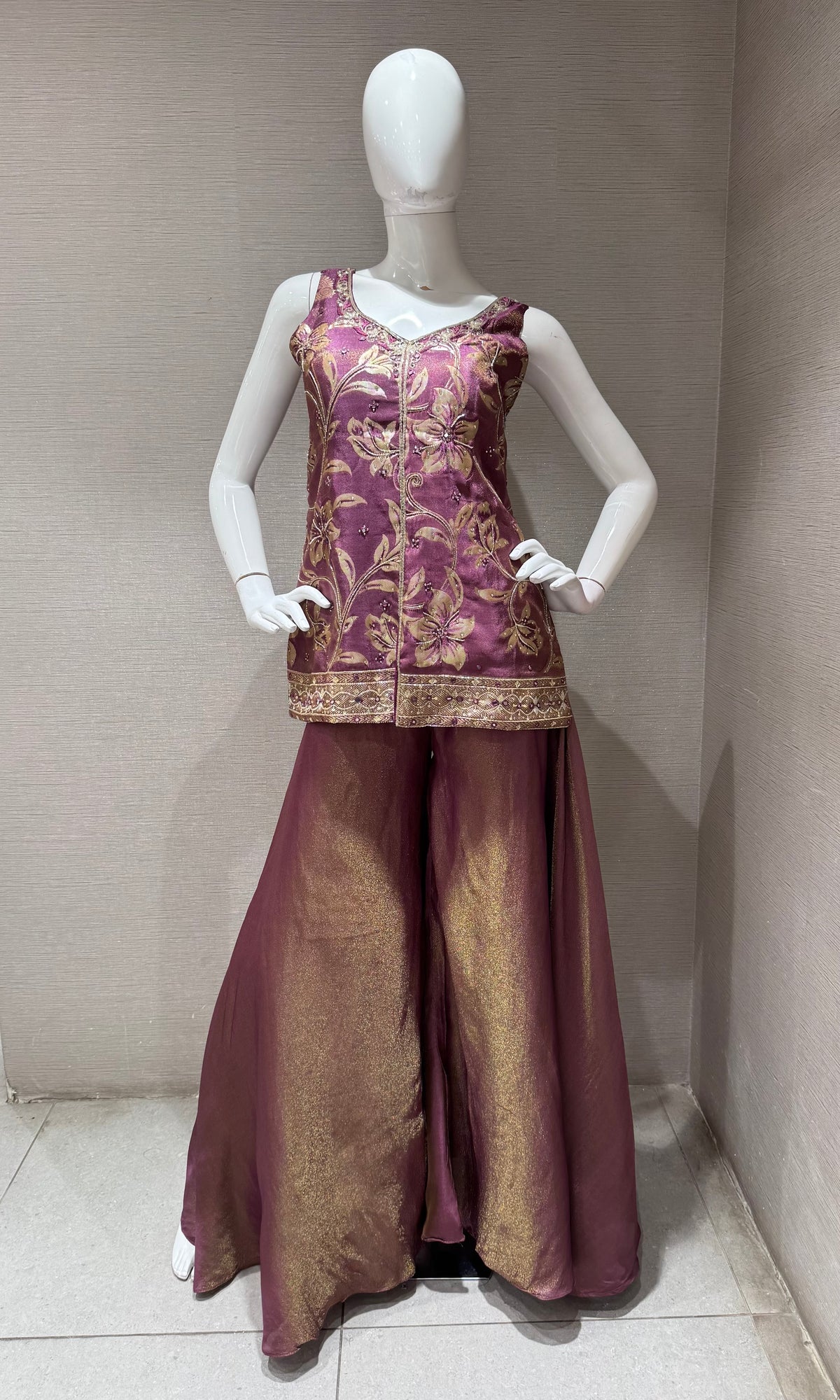 WINE Banarasi Brocade Silk Palazzo set