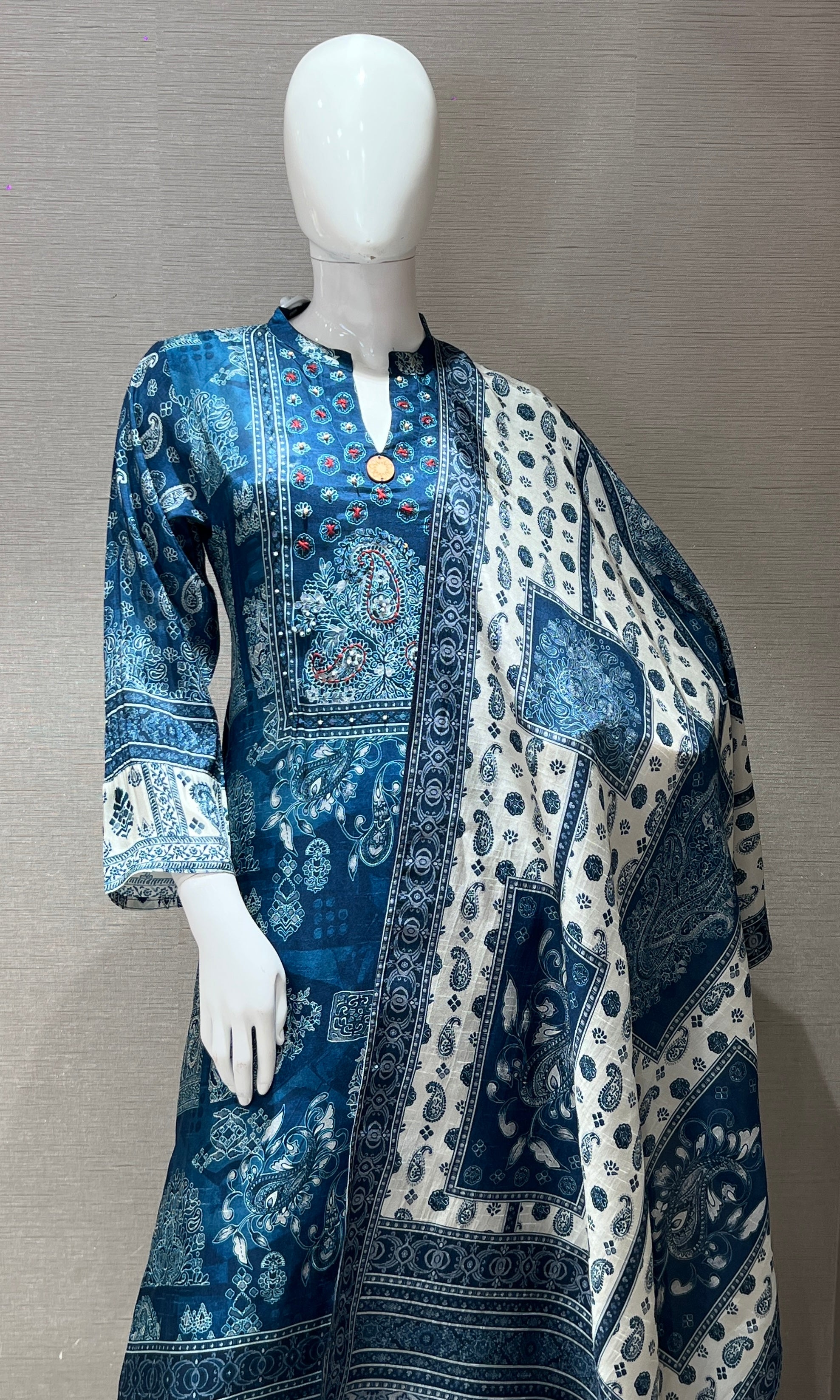 sea Blue kurta set with palazzo pants