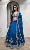 Teal Blue Georgette Lehenga Choli