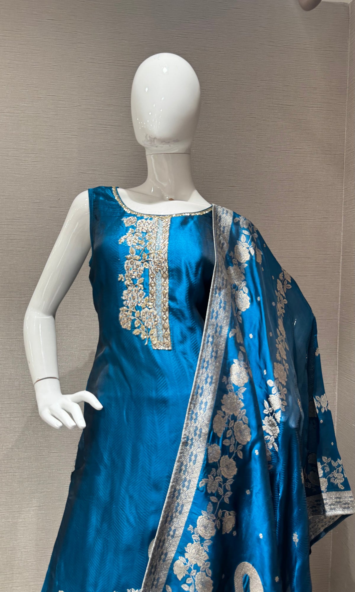 Rama Banarasi Brocade Silk Kurta Set with Dupatta
