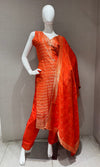 Orange Golden Embroidered Kurta Set with Dupatta