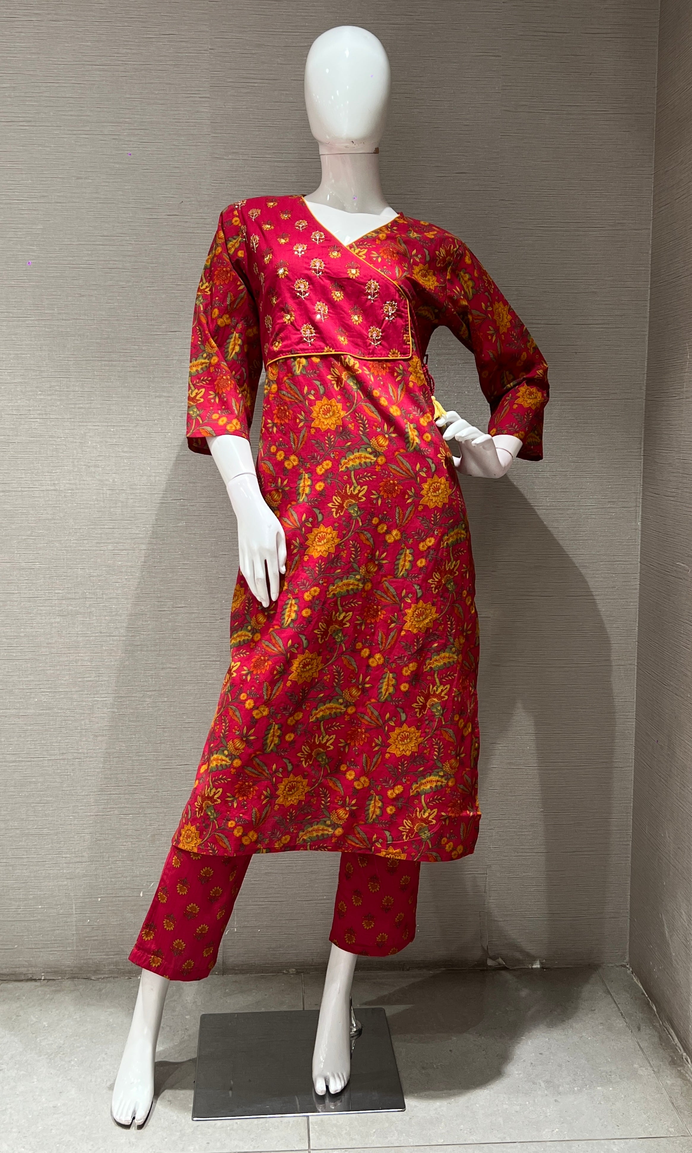 Pink ETHNIC PRINTED kurta set