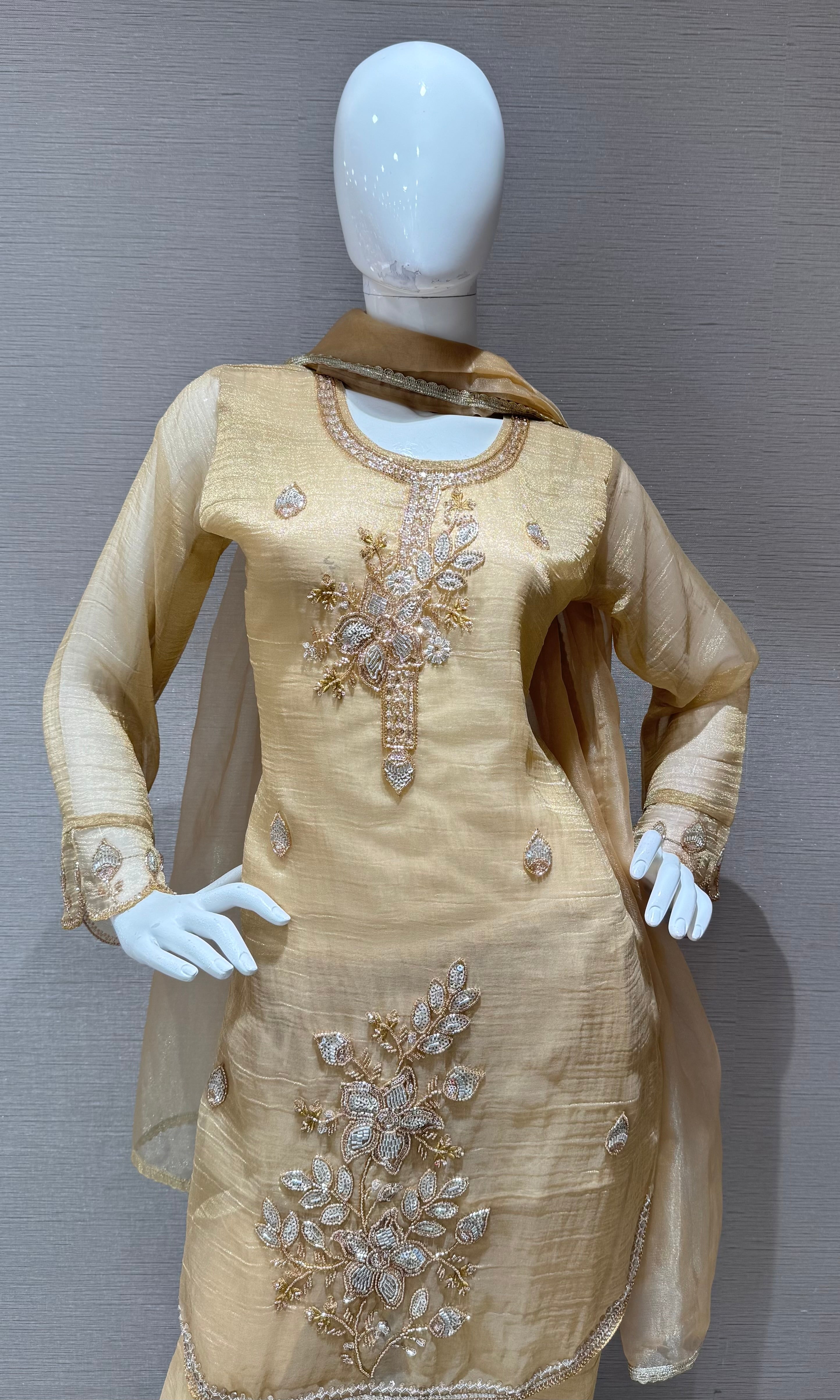Gold Zari Cord Set with Dupatta