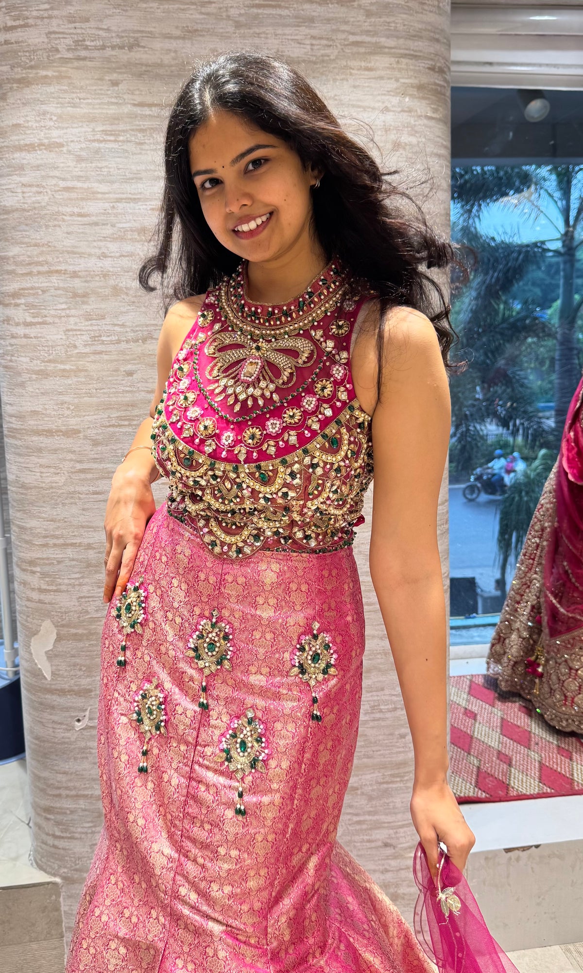 Rani Pink and Gold Embellished Bridal Lehenga