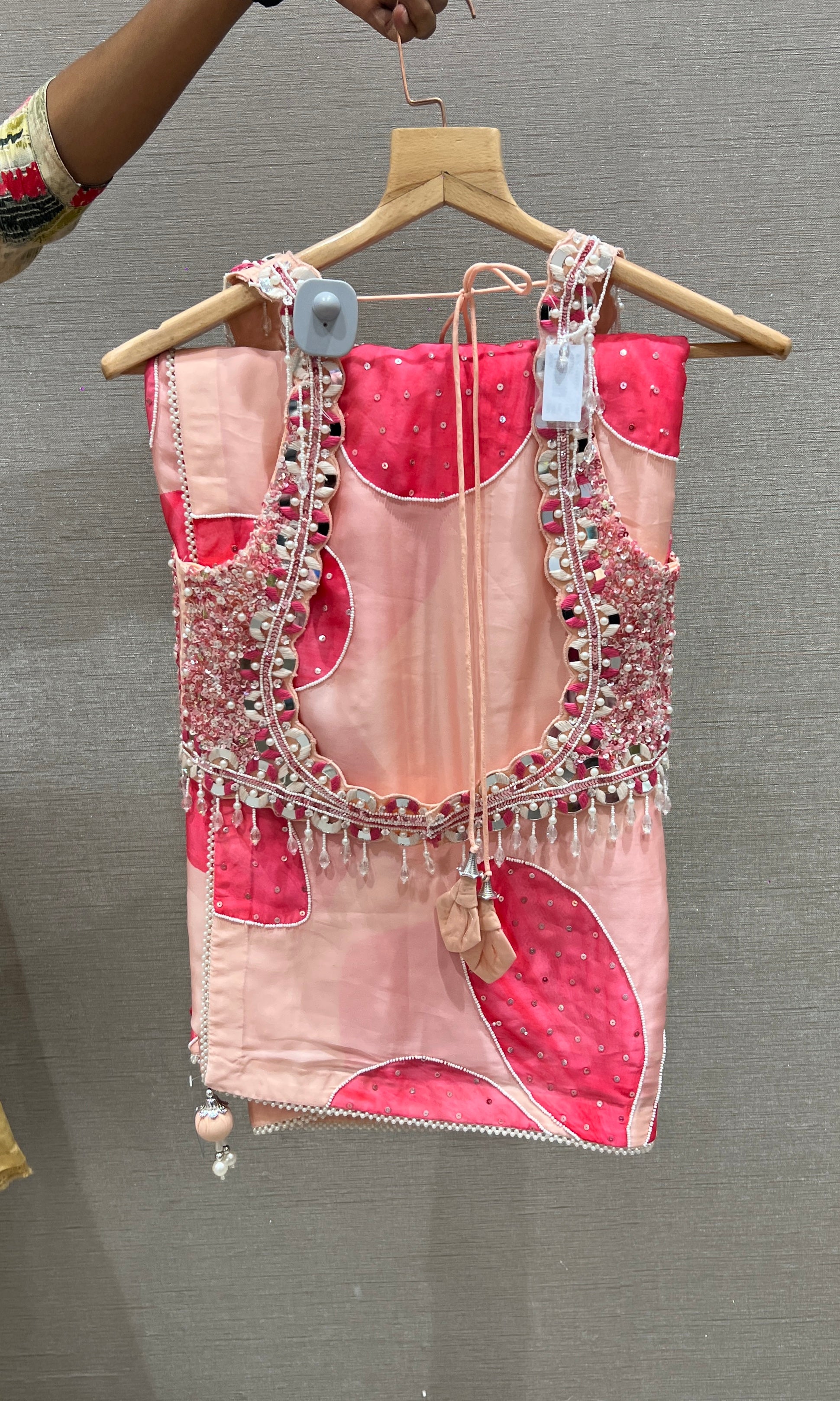 Baby pink saree with ready blouse