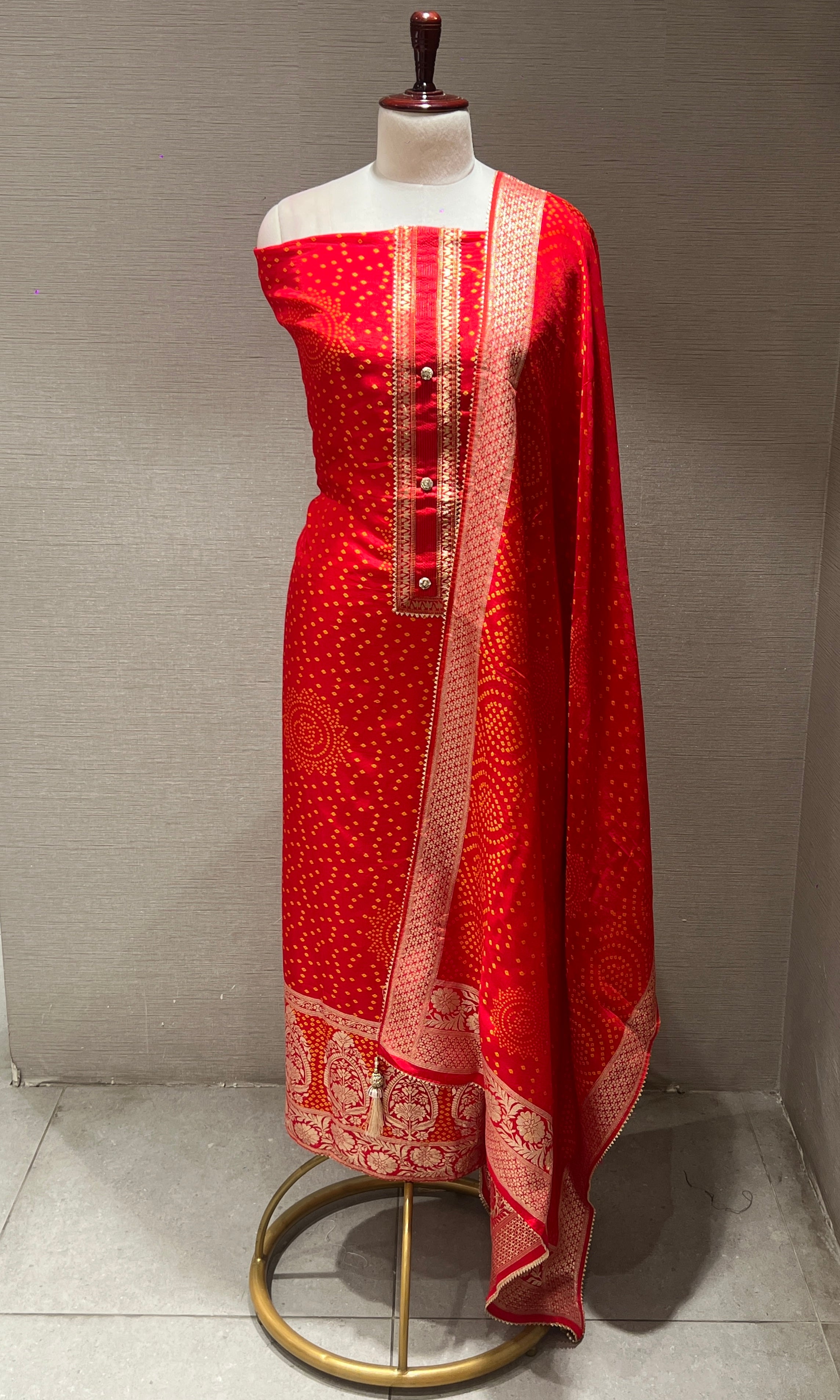 Red dress material (party wear)