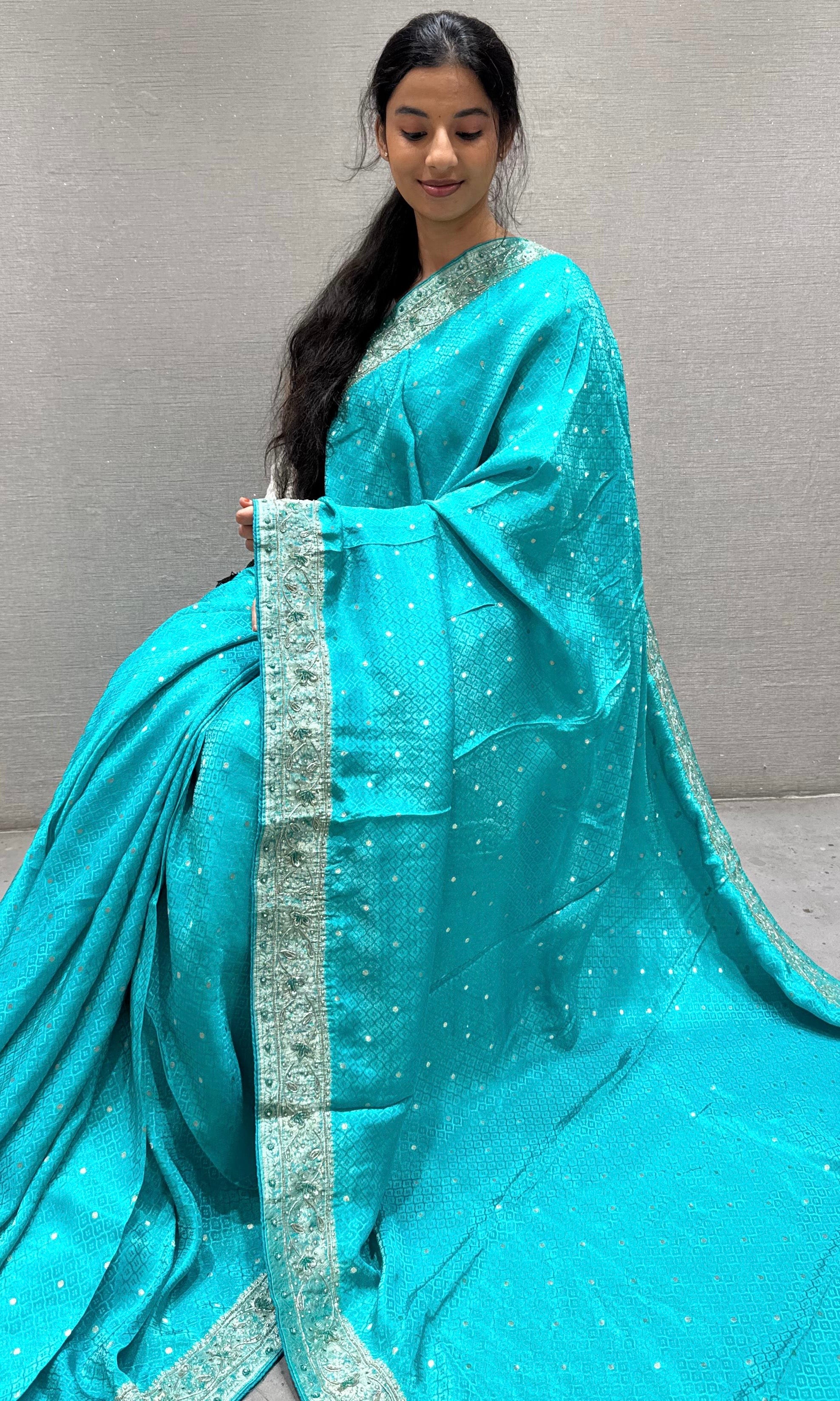 Firozi sea blue Banarasi saree