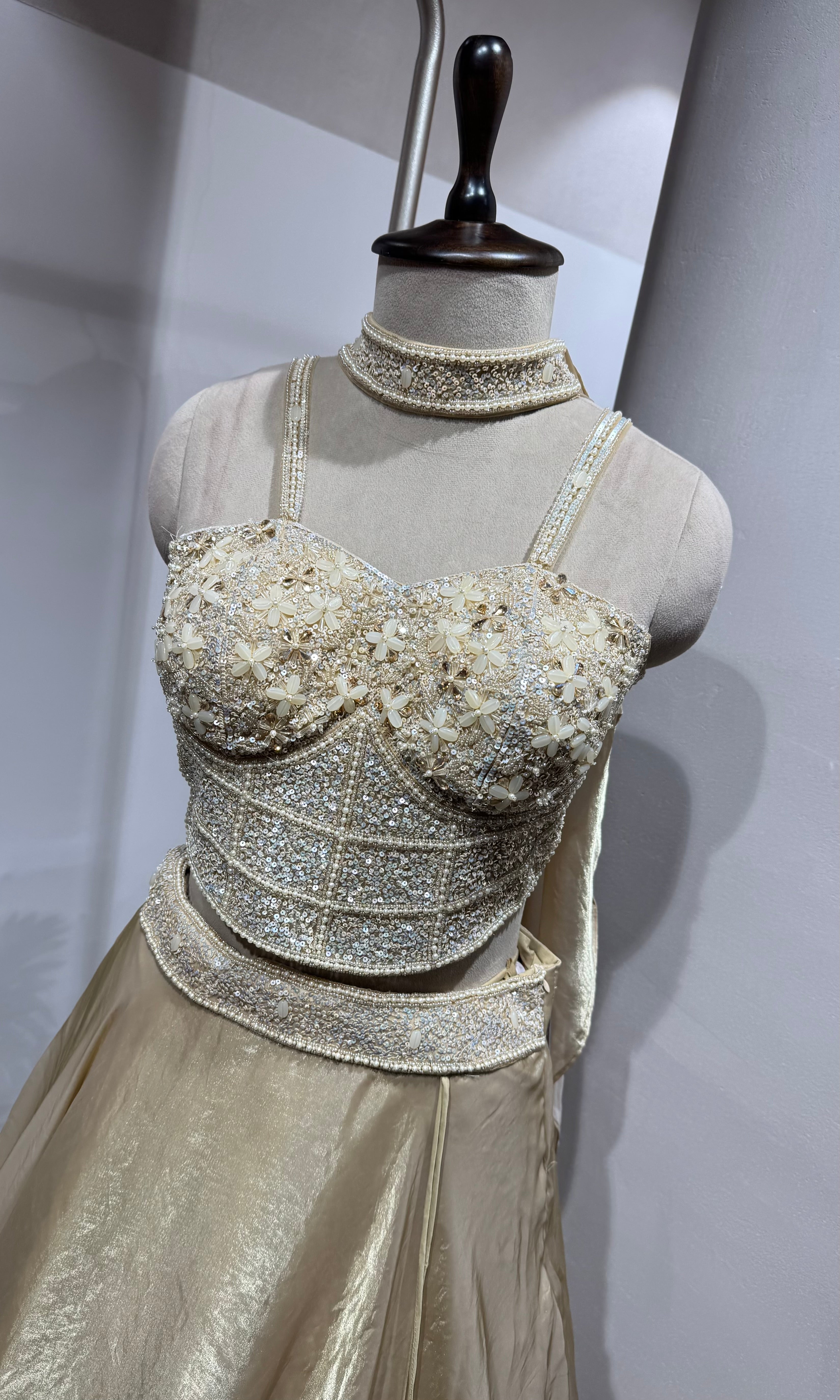Gold and Silver Wedding Wear Lehenga