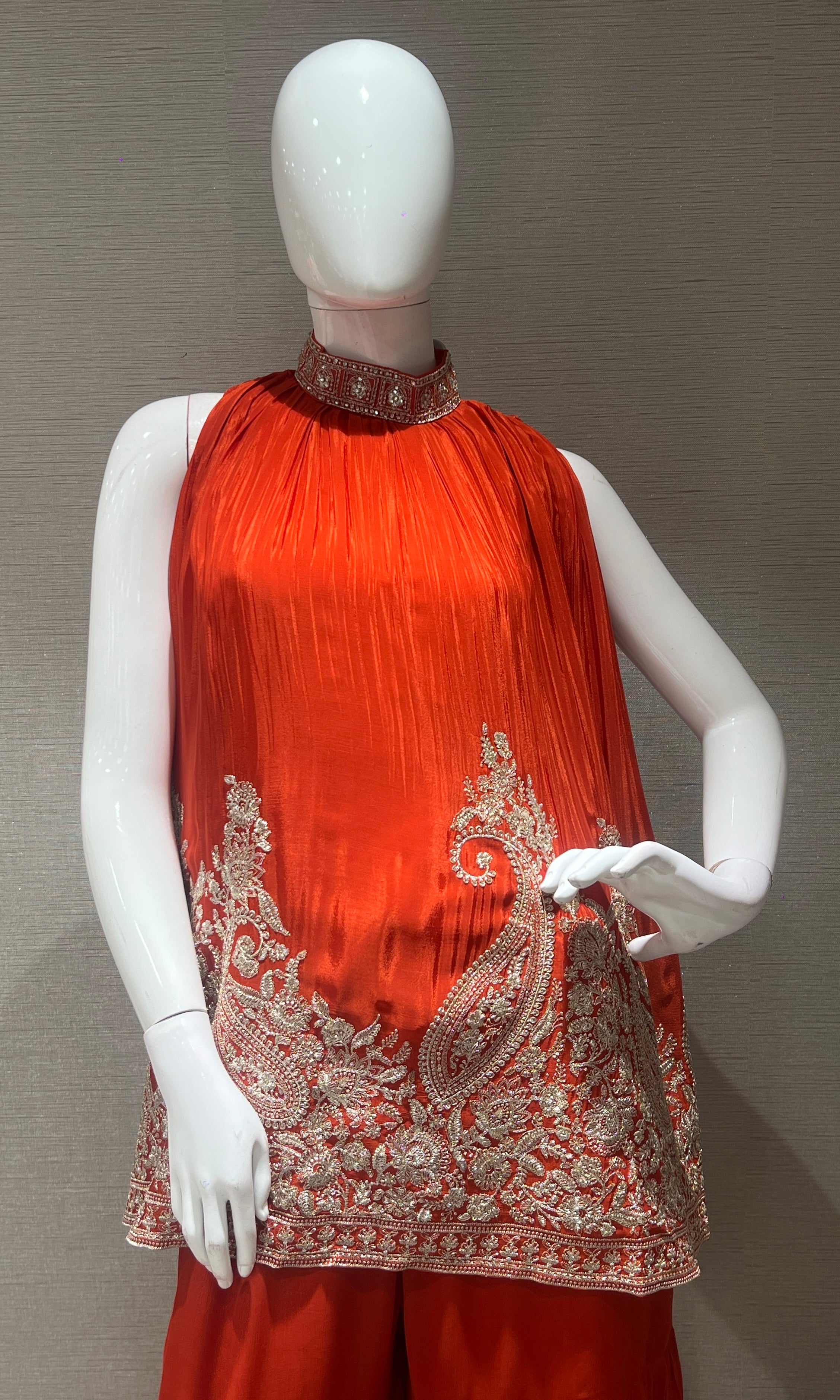 Orange SHARARA WITH HALTER NECK TOP