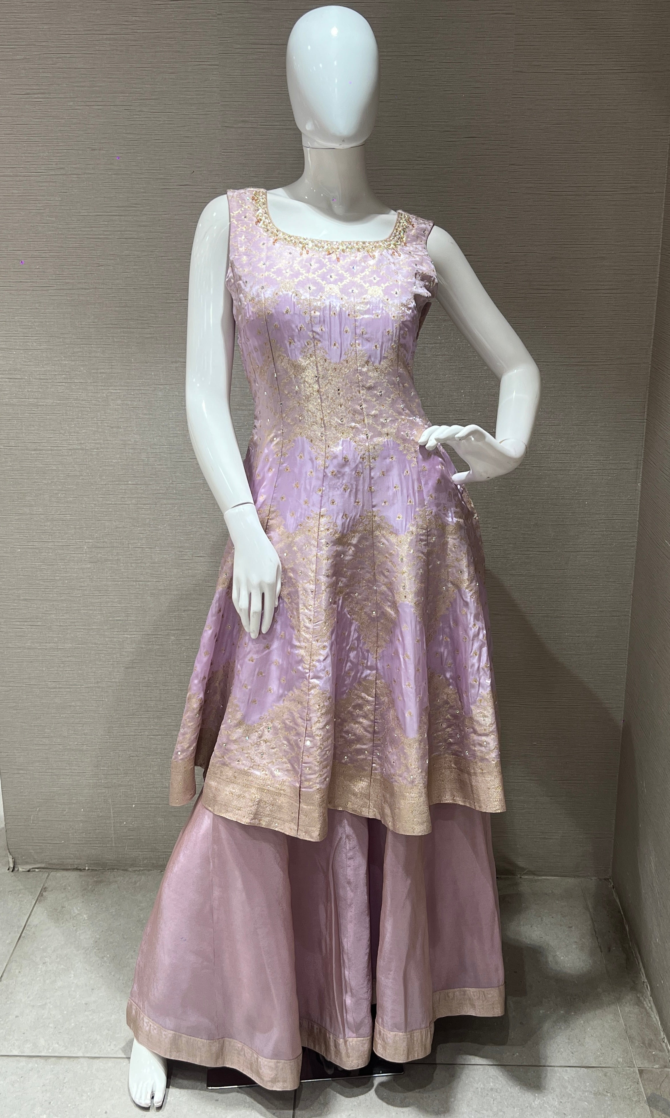 Lilac Anarkali kurta set palazzo pants