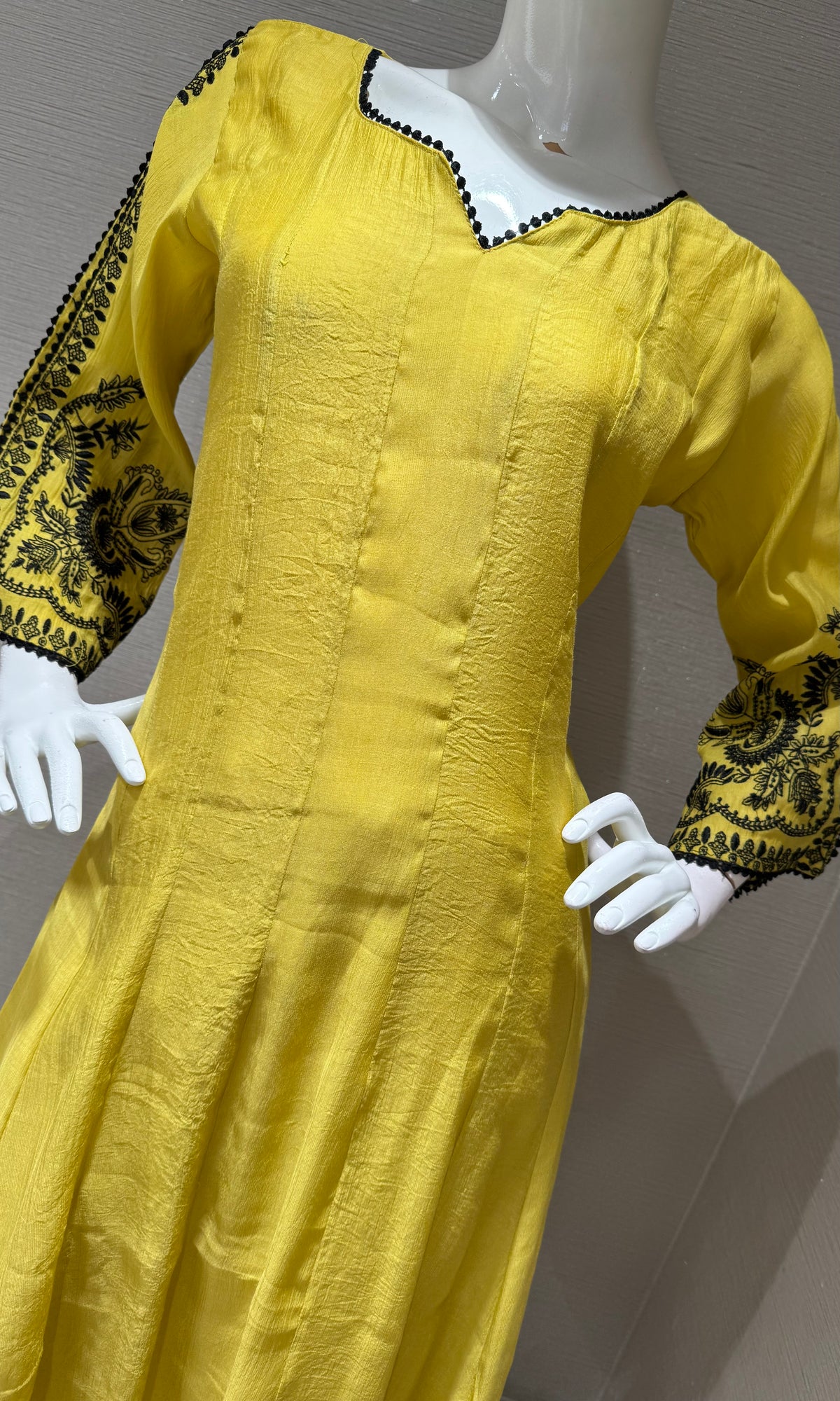 Mustard Yellow chanderi silk kurta set with dupatta