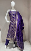Royal Purple Banarasi Geometric Ethnic Kurta Set