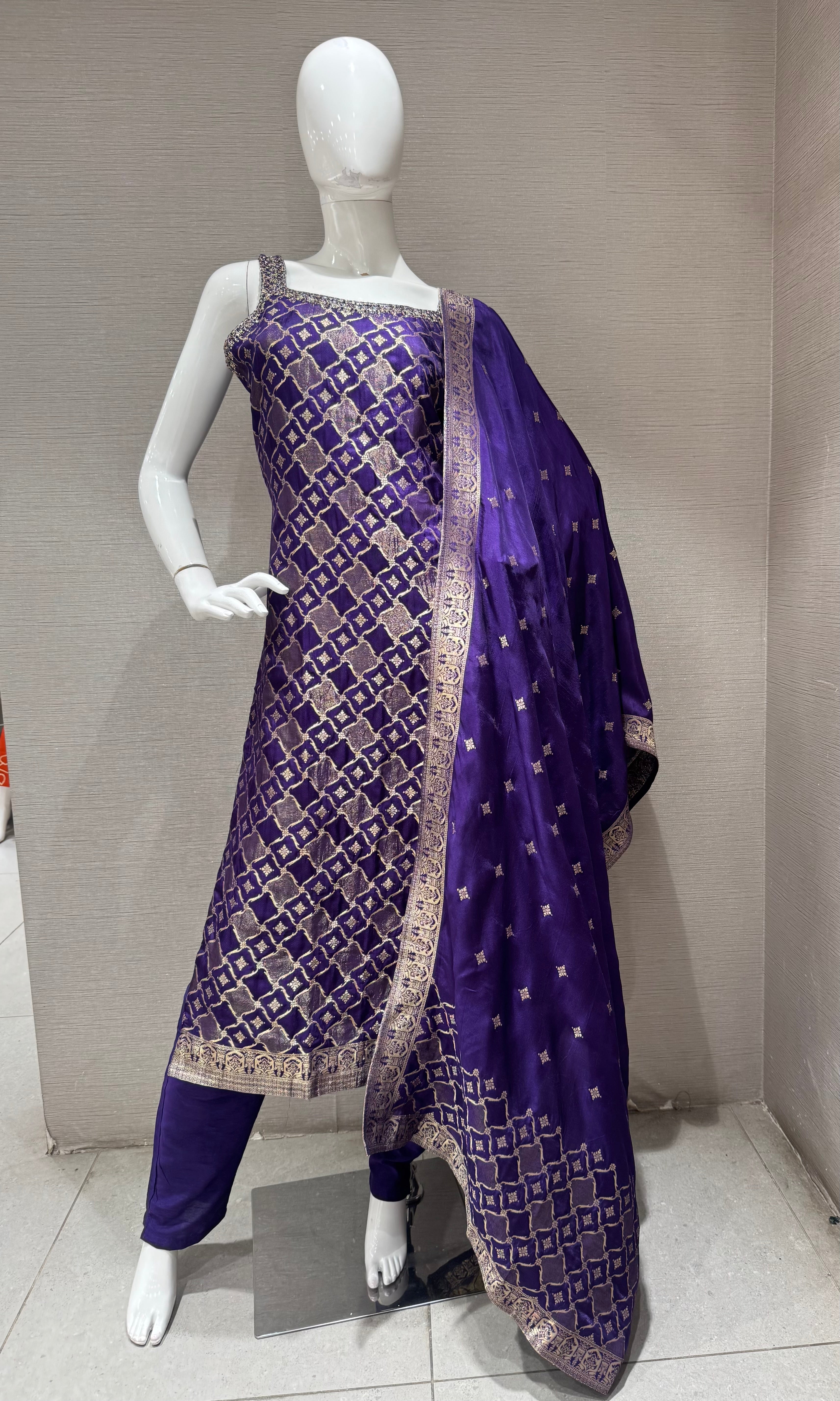 Royal Purple Banarasi Salwar Kurta Set