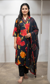black red and orange floral prints Kurta set