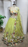 Green floral embroidered lehenga set