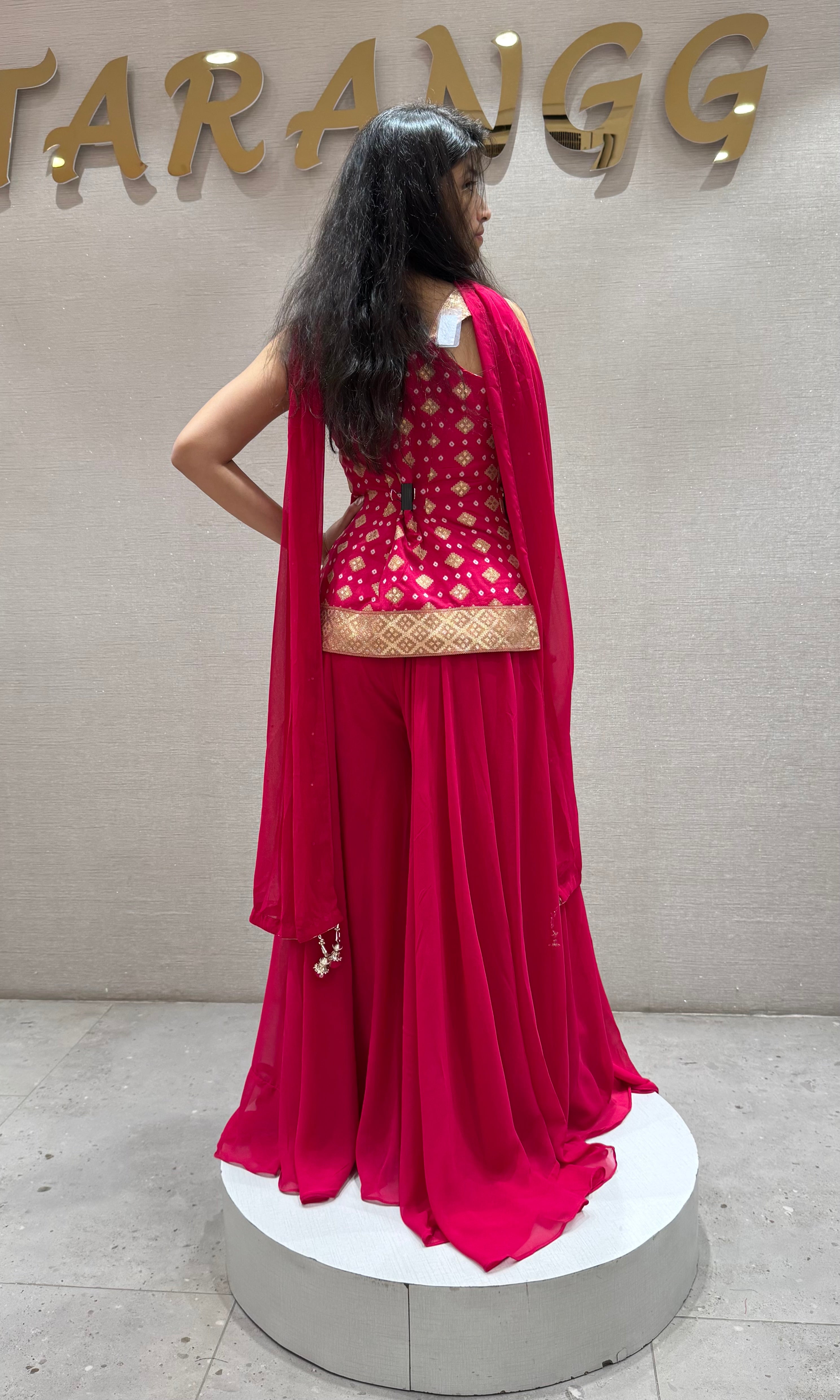 Rani pink EMBROIDERED SHARARA SET