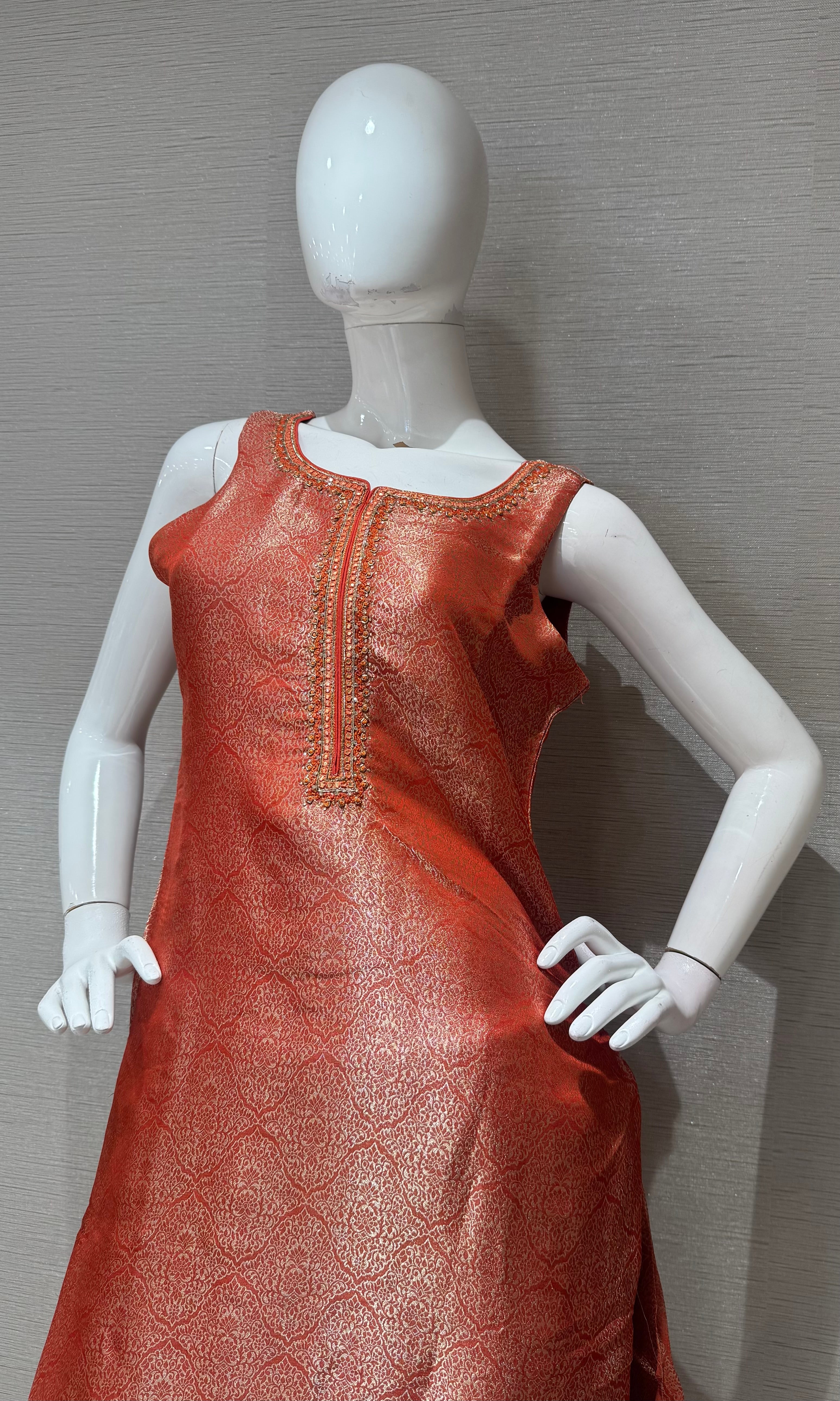 Rust Ethnic Kurta Set with Banarasi Dupatta