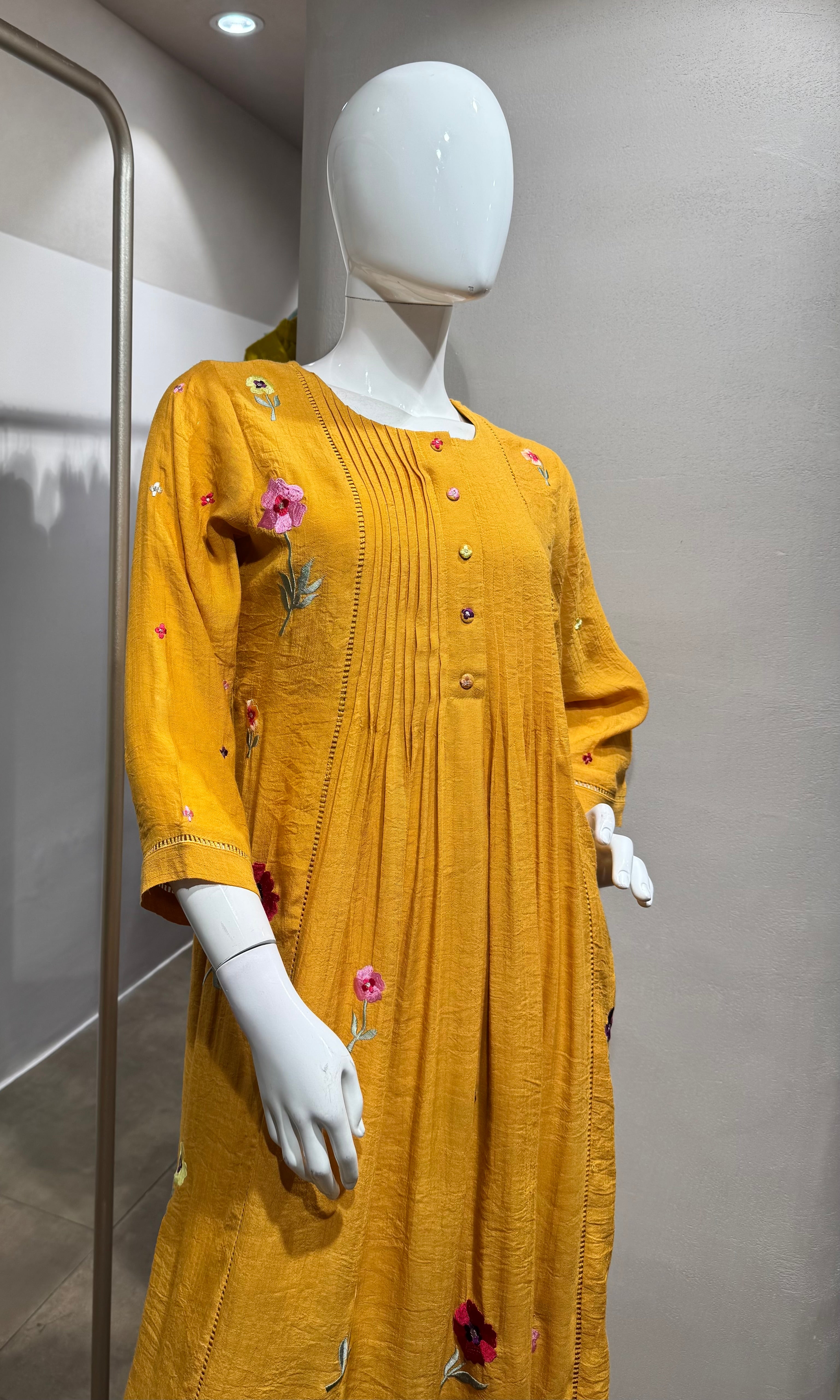 Yellow Embroidered Ethnic KURTA
