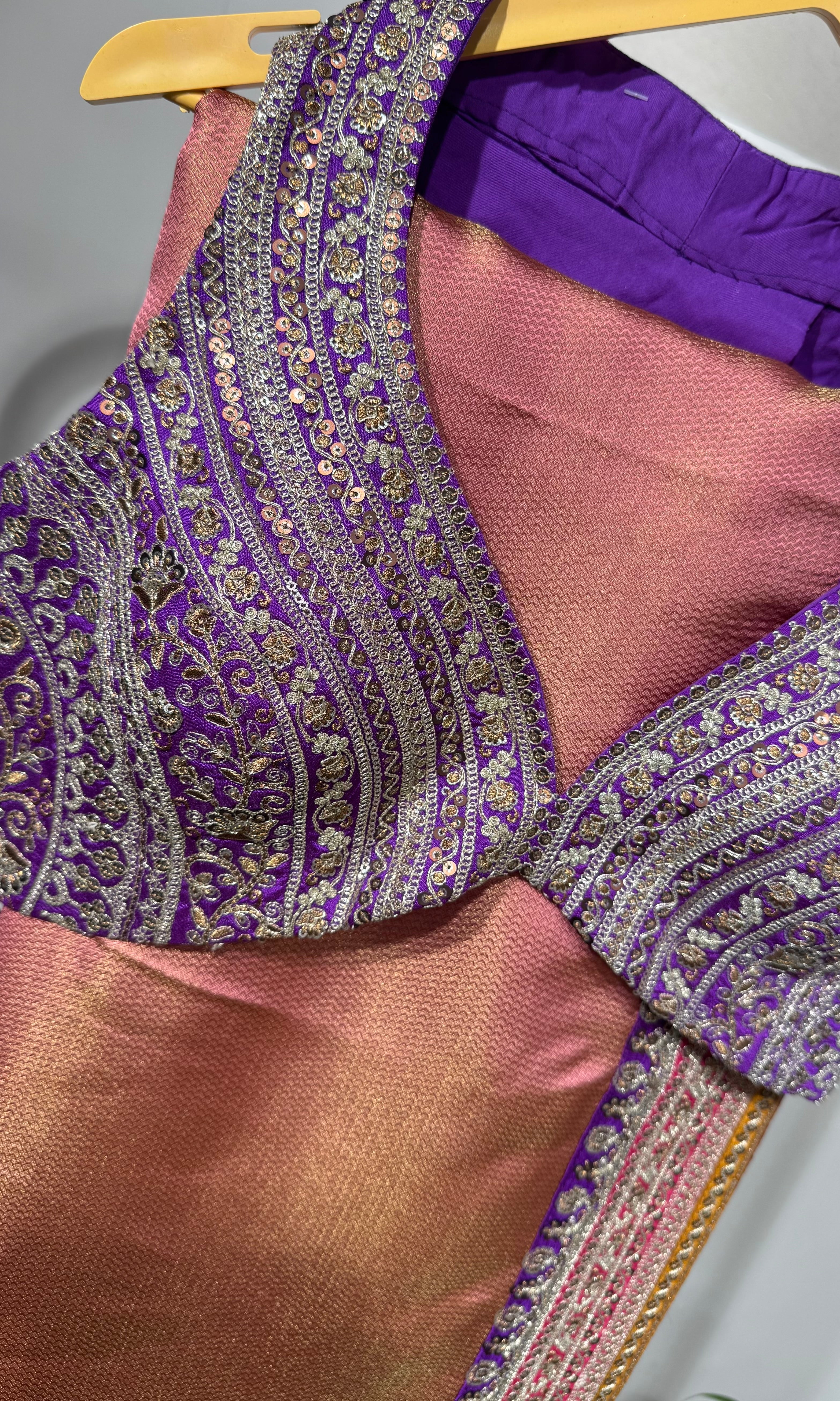 Peach saree with blouse