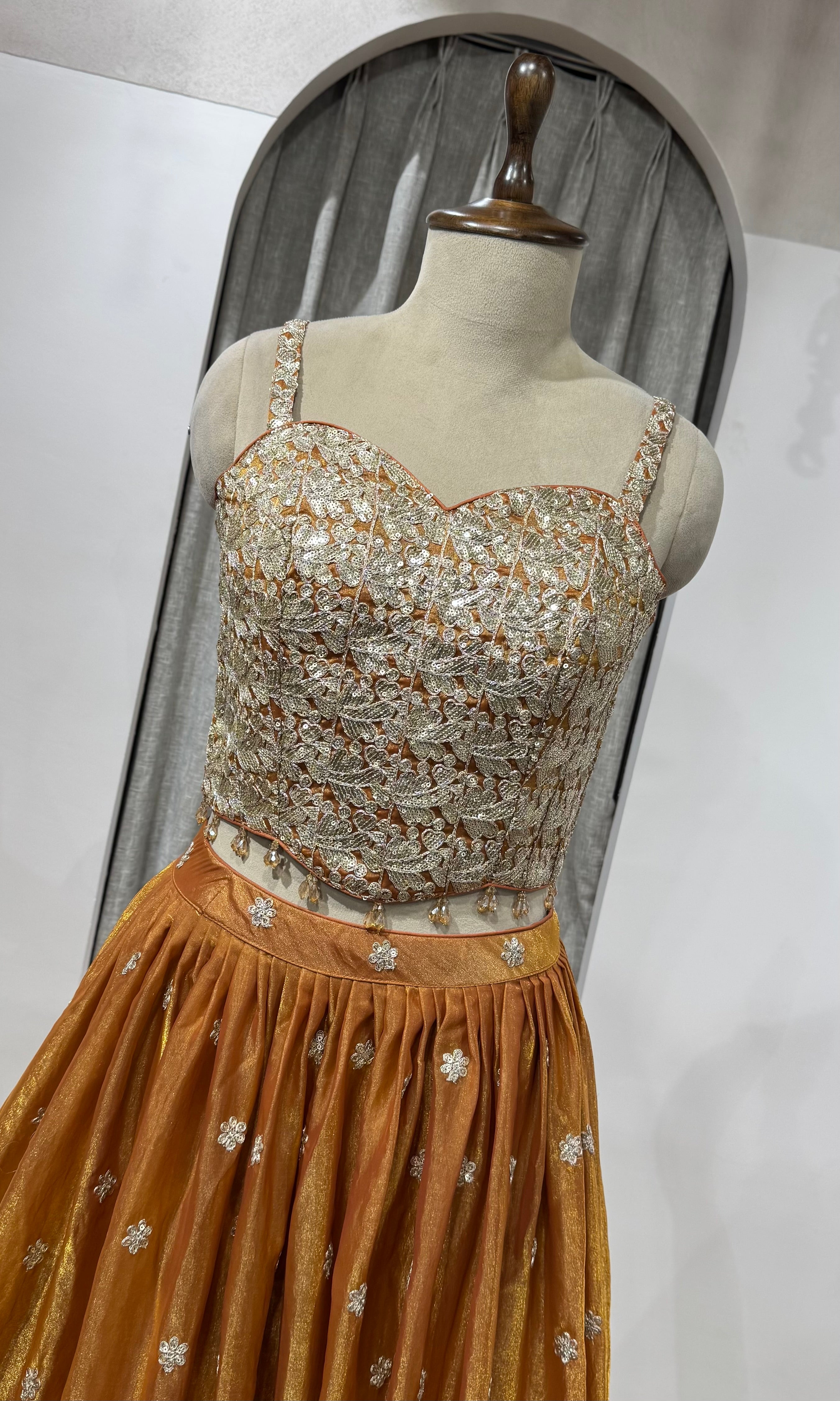 Rust Tissue Silk Elegance lehenga set