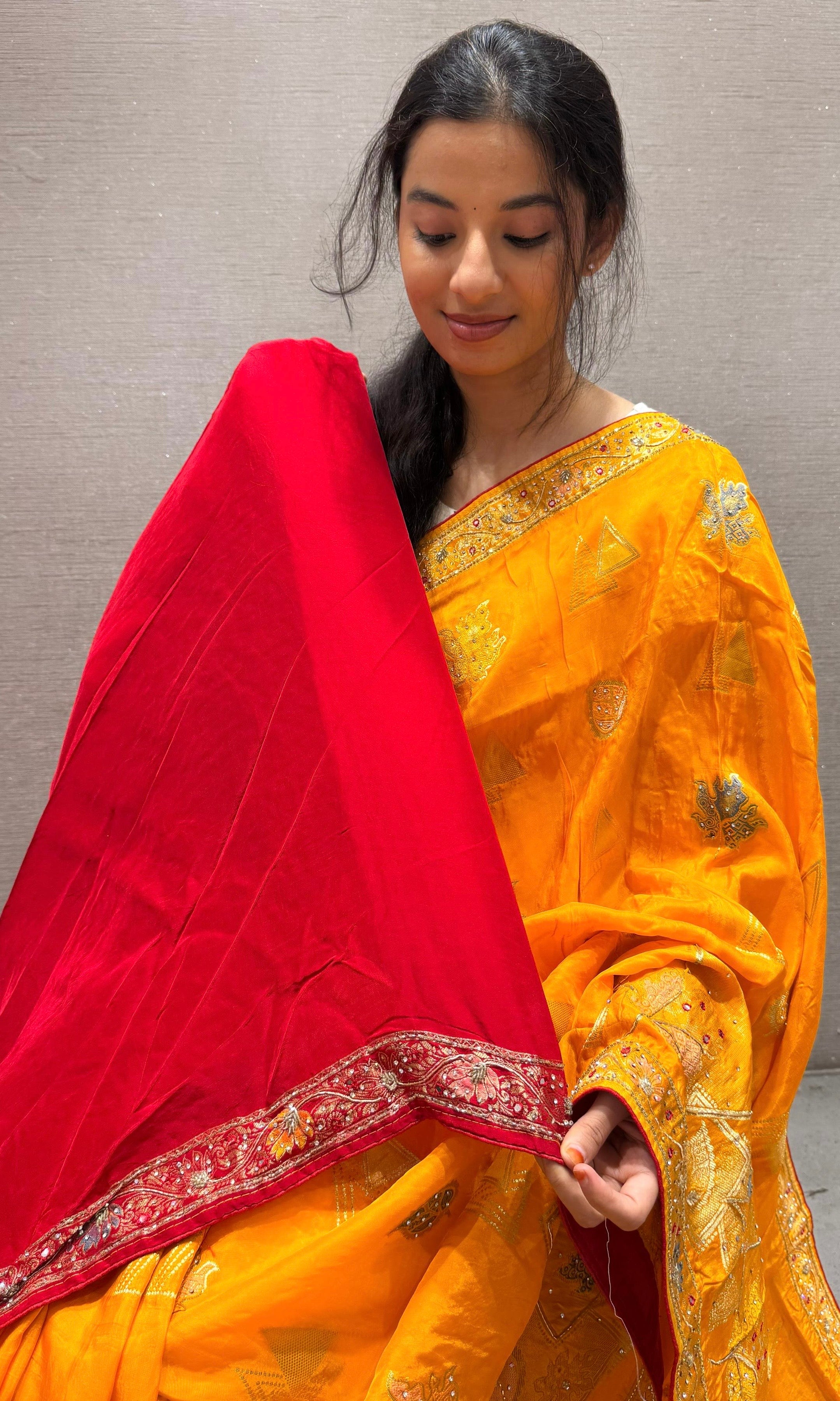 Gold Yellow Banarasi saree
