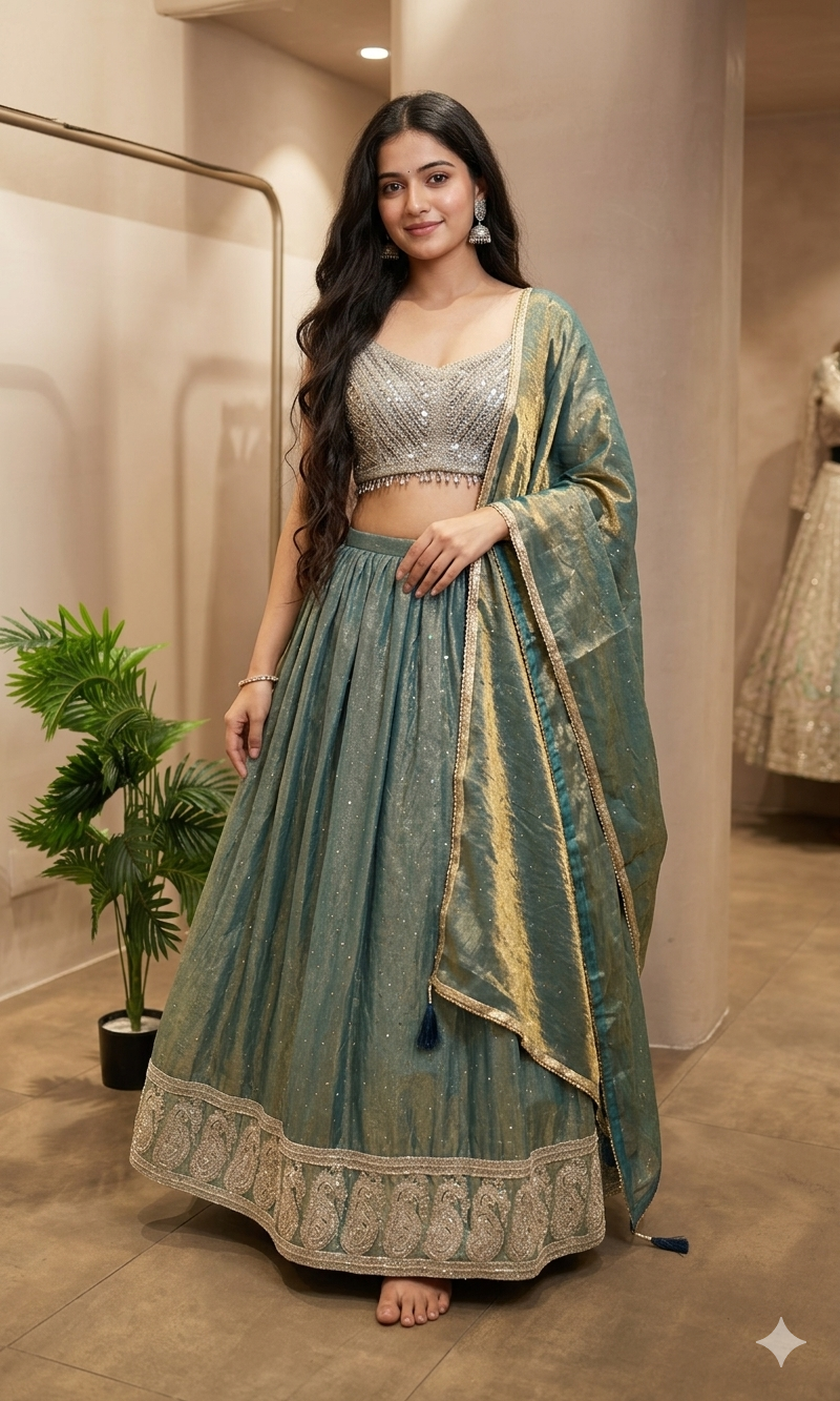 Rama blue EMBELLISHED lehenga