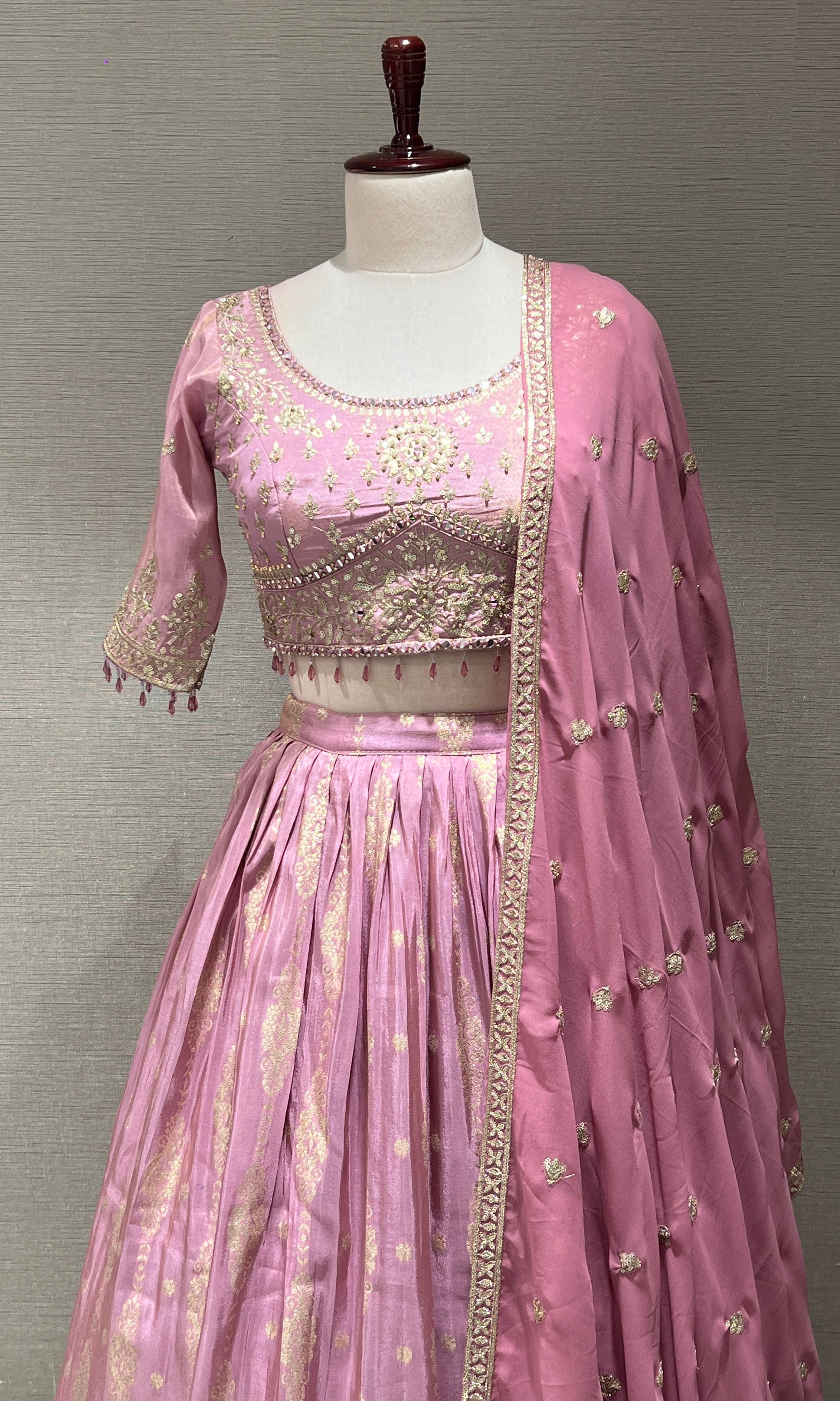 Blush Pink Lehenga with Golden embroidery