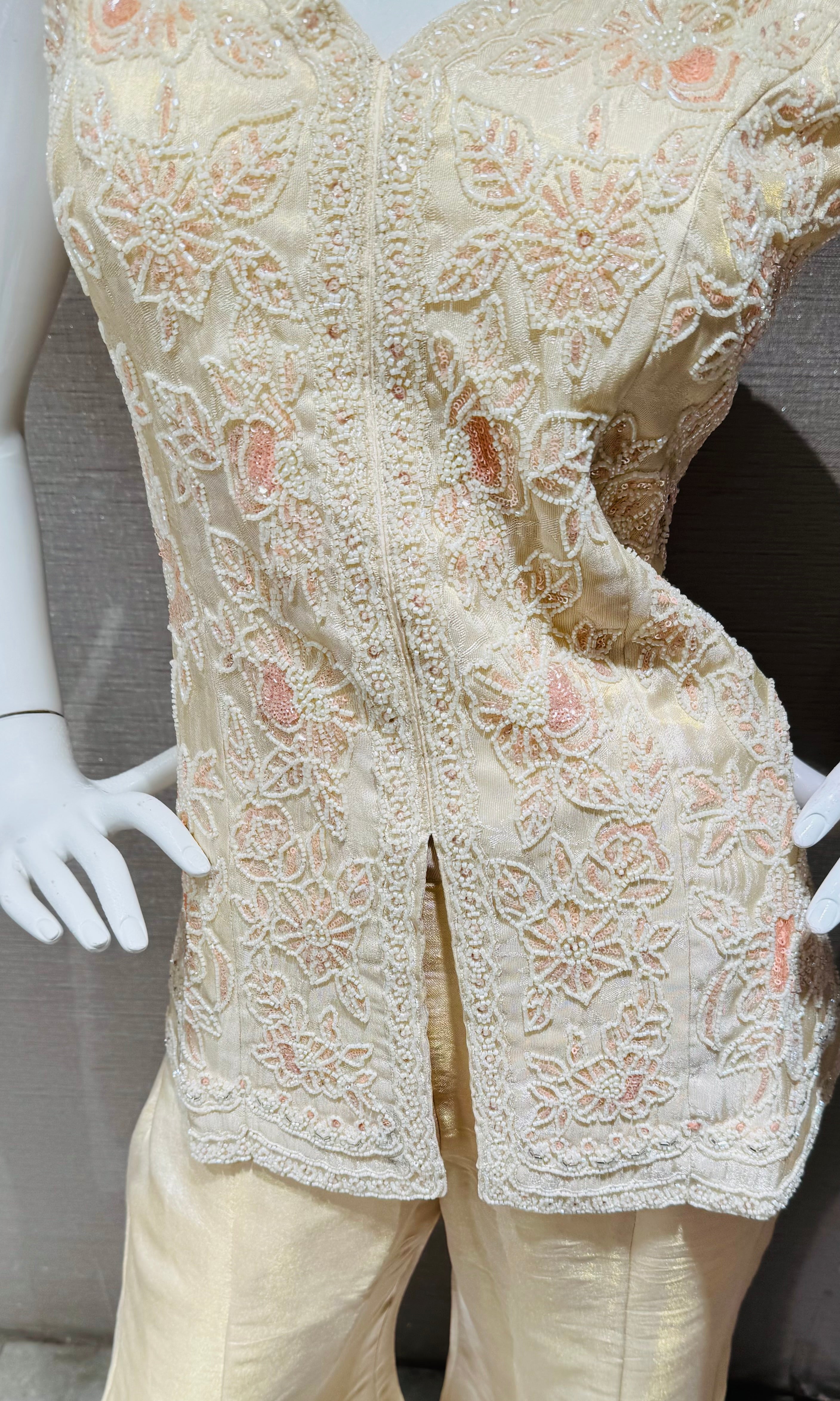 IVORY Georgette peplum Palazzo set