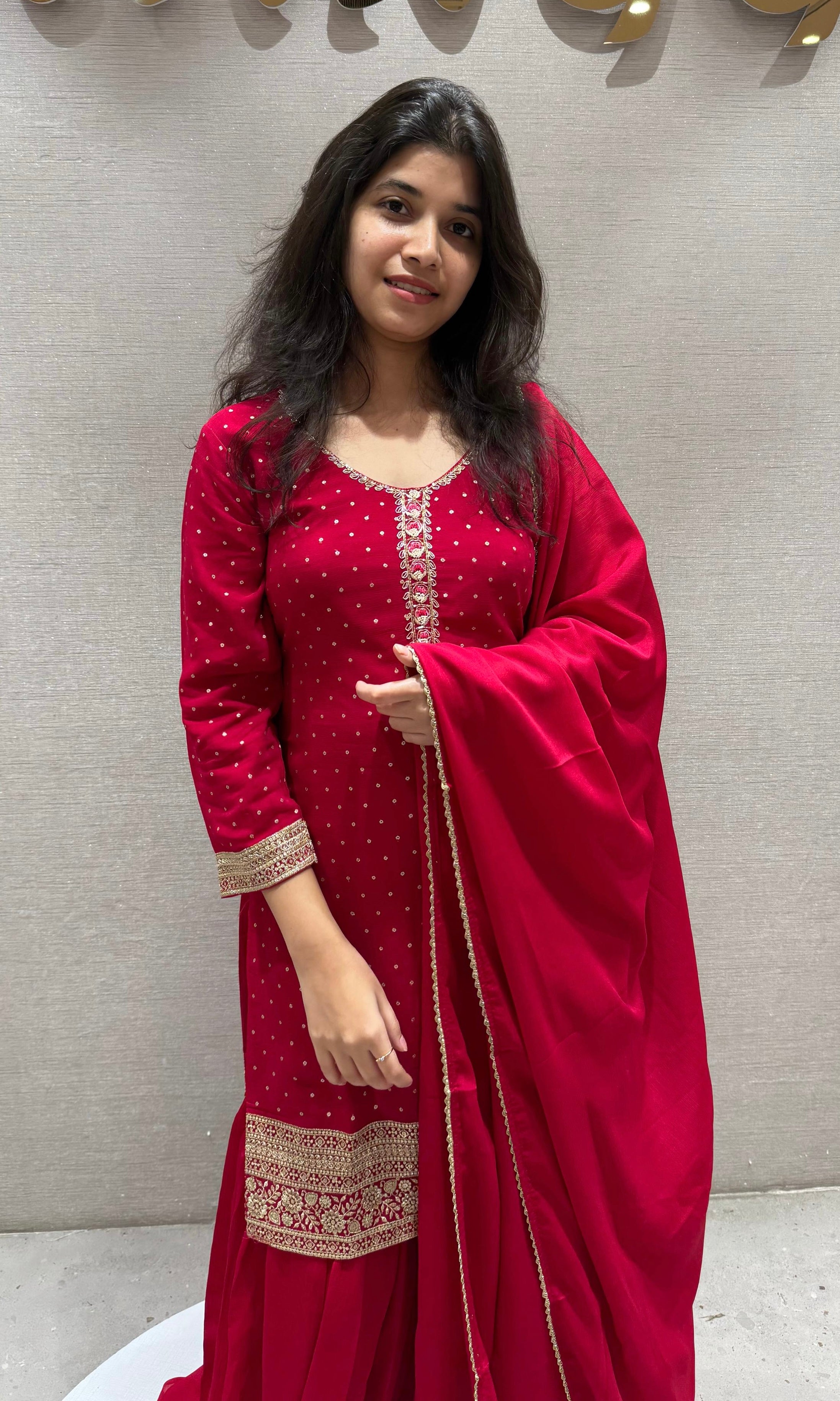 Ruby Radiance Sharara Set