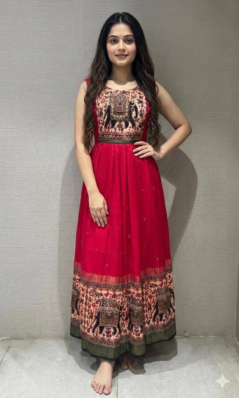 Rani pink ELEPHANT ETHNIC KURTI TOP