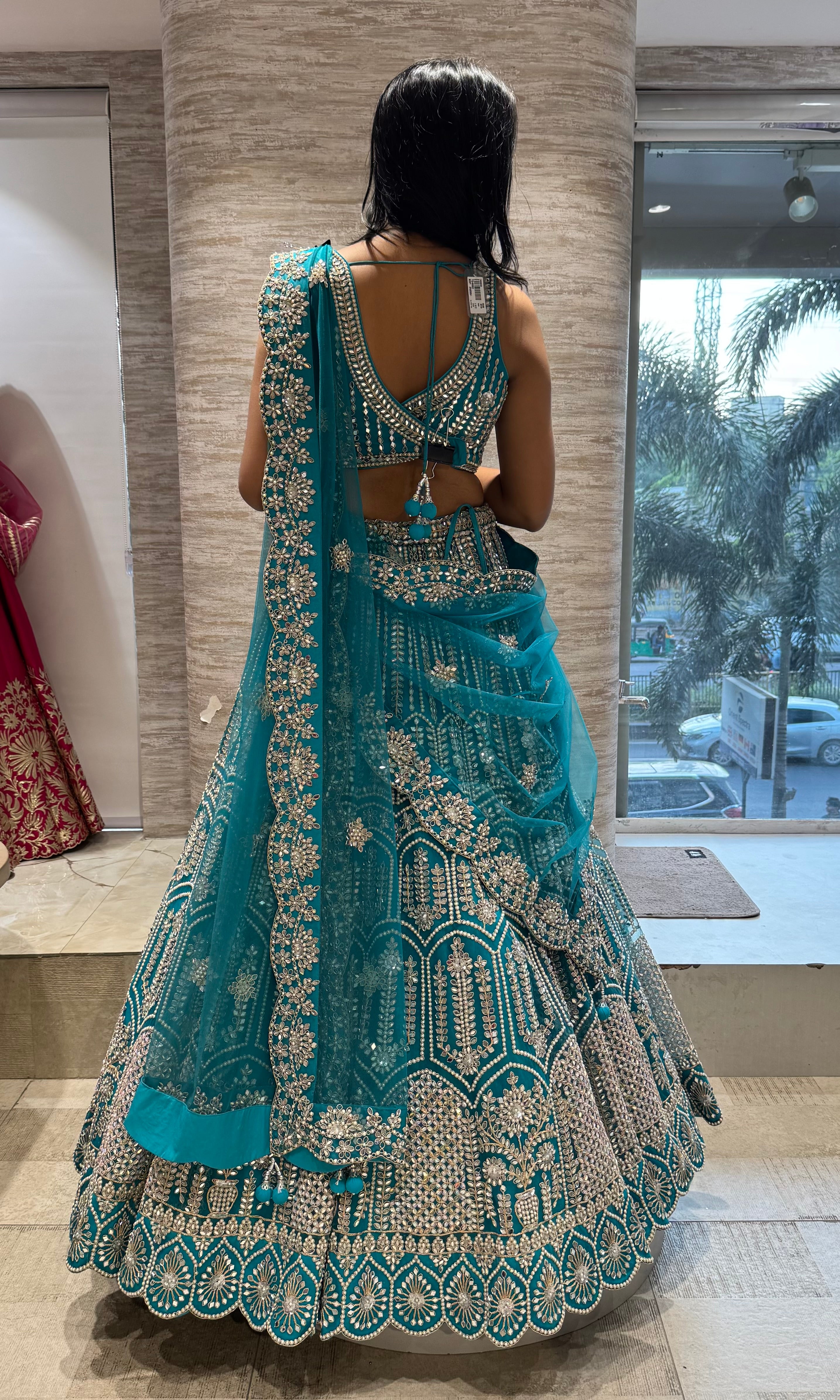 Rama Blue Silver Embroidered Lehenga Set